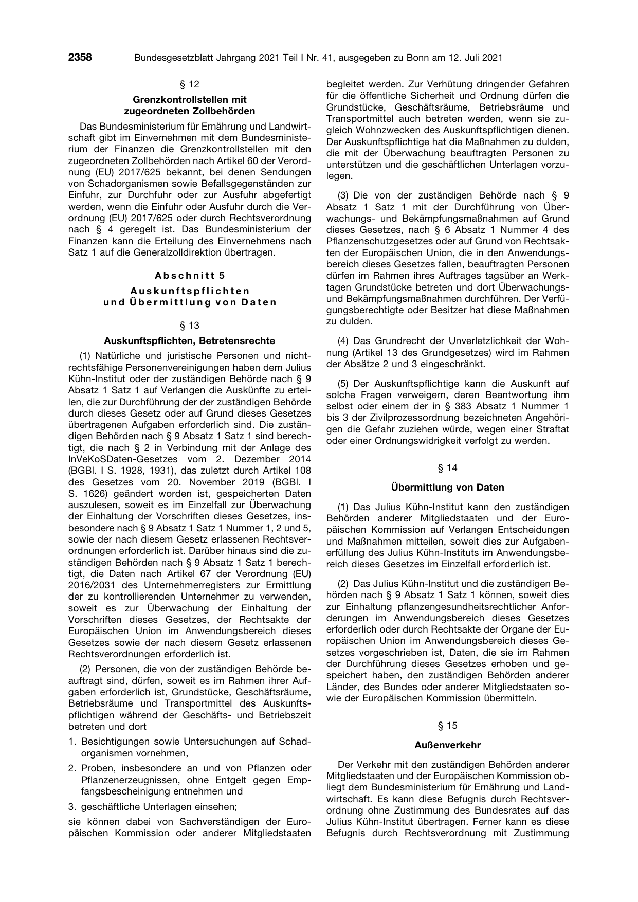 BGBl. 2021, Seite 2358 — Originalseite als Abbildung