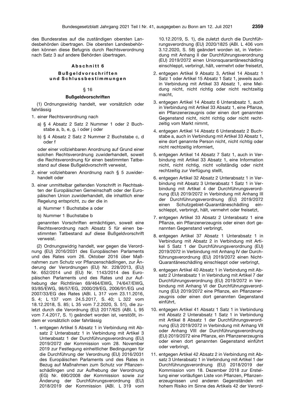 BGBl. 2021, Seite 2359 — Originalseite als Abbildung