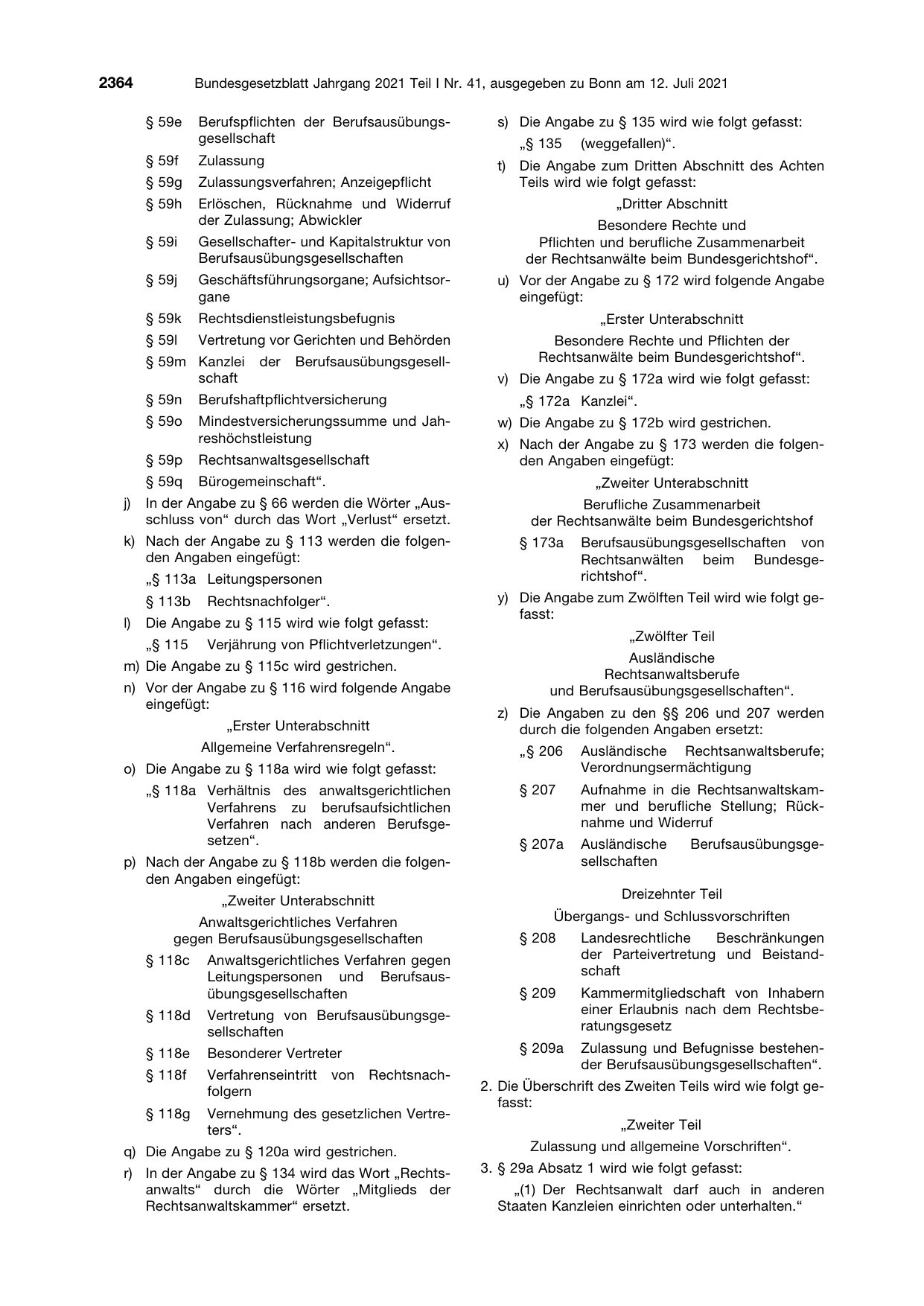 BGBl. 2021, Seite 2364 — Originalseite als Abbildung