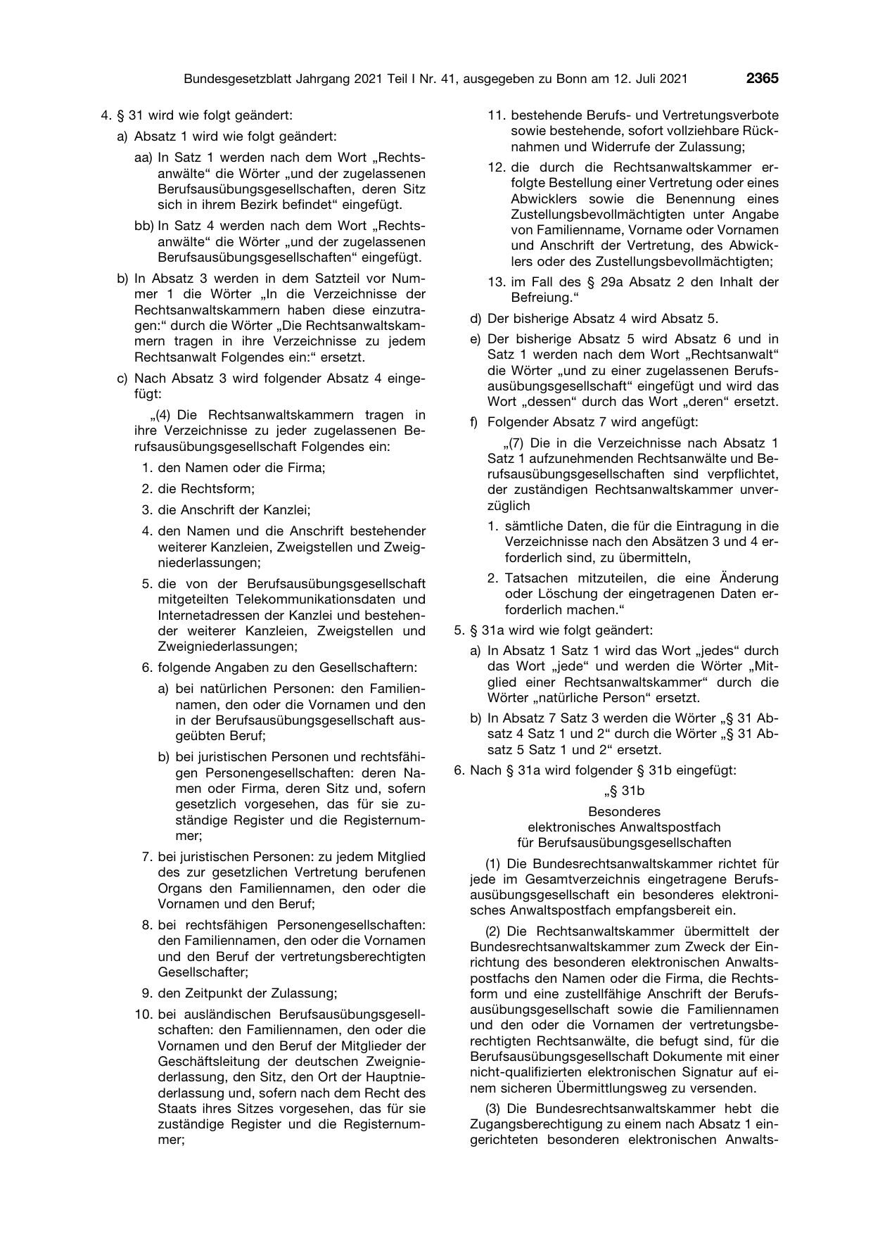 BGBl. 2021, Seite 2365 — Originalseite als Abbildung
