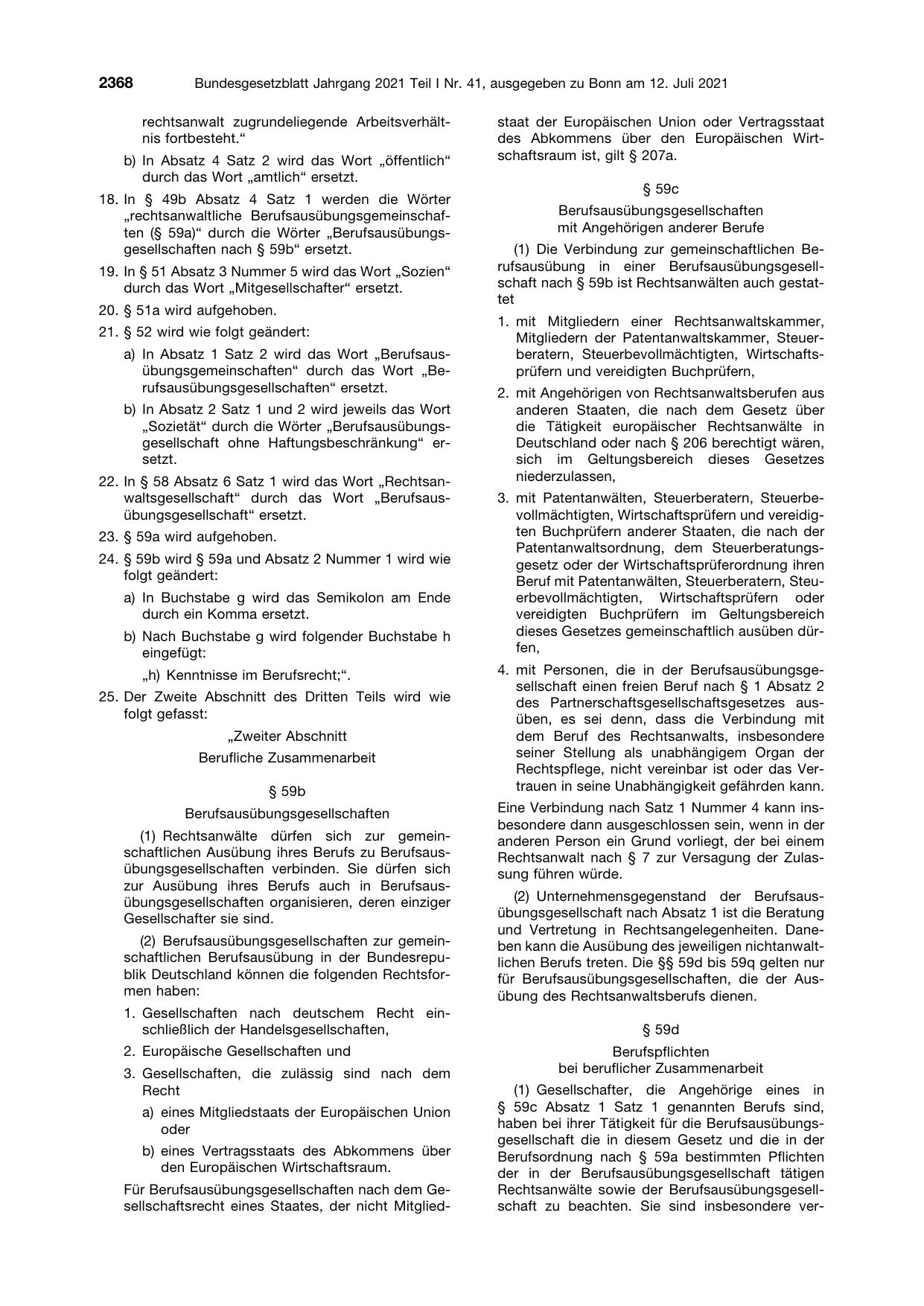 BGBl. 2021, Seite 2368 — Originalseite als Abbildung