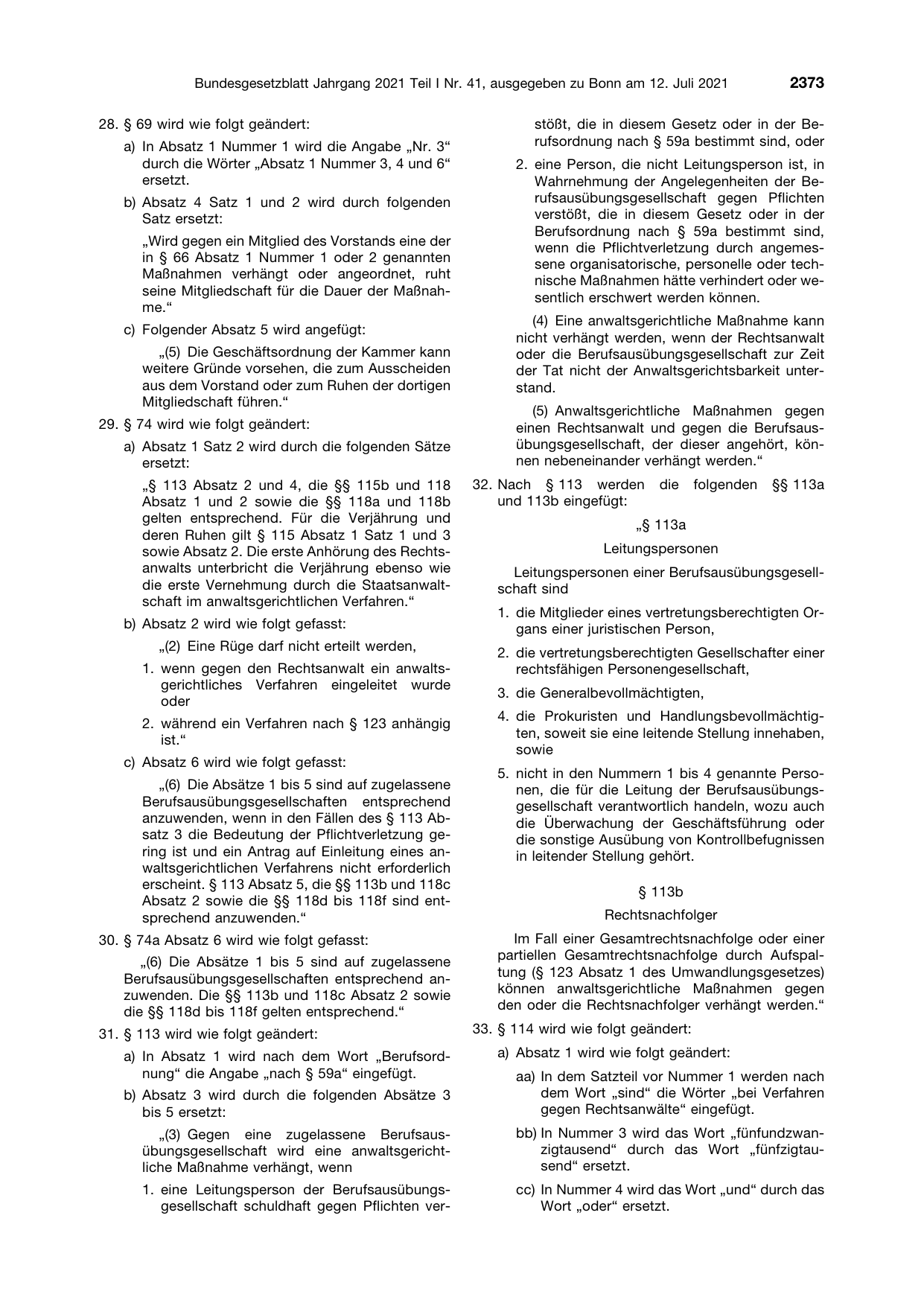 BGBl. 2021, Seite 2373 — Originalseite als Abbildung