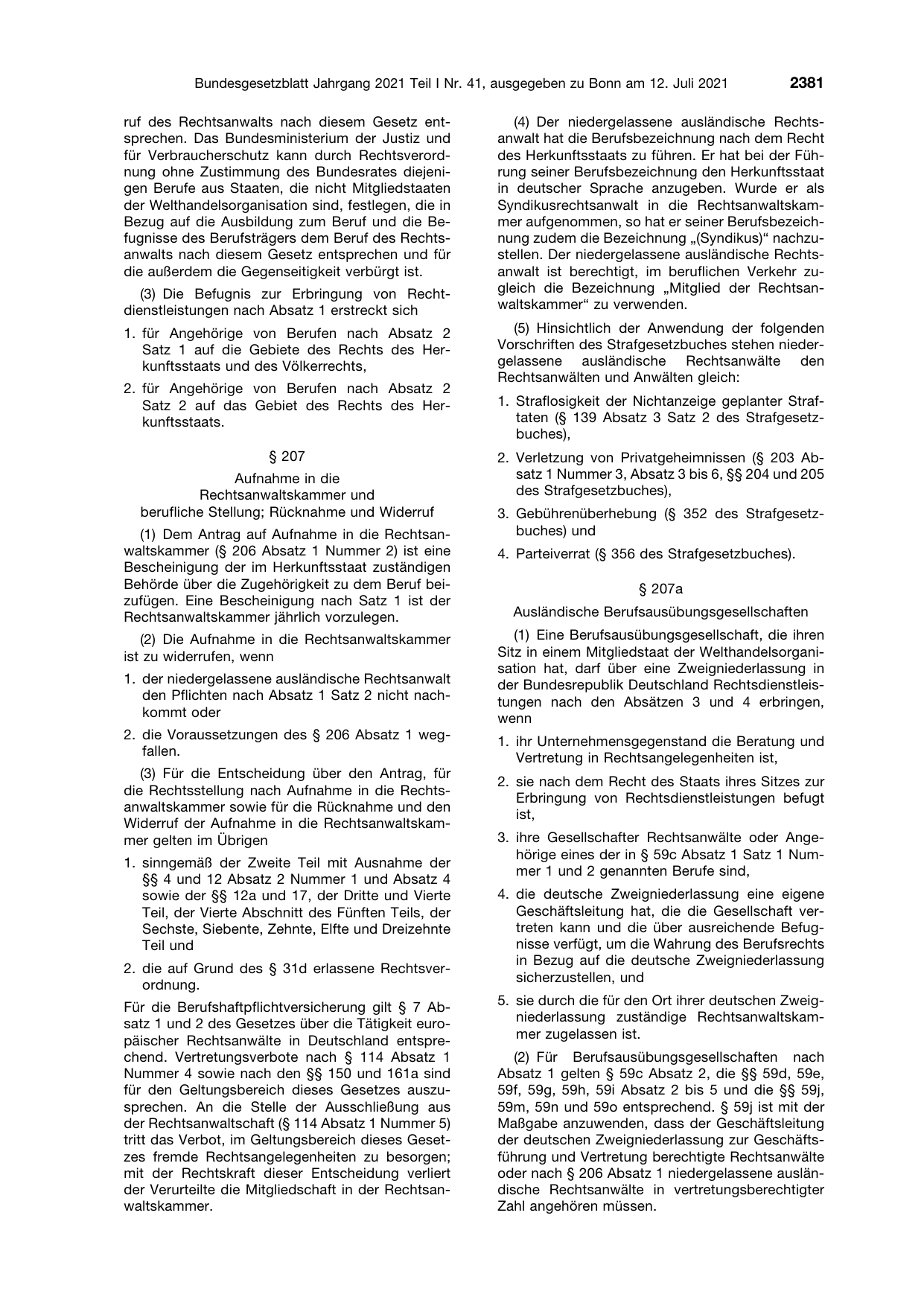 BGBl. 2021, Seite 2381 — Originalseite als Abbildung