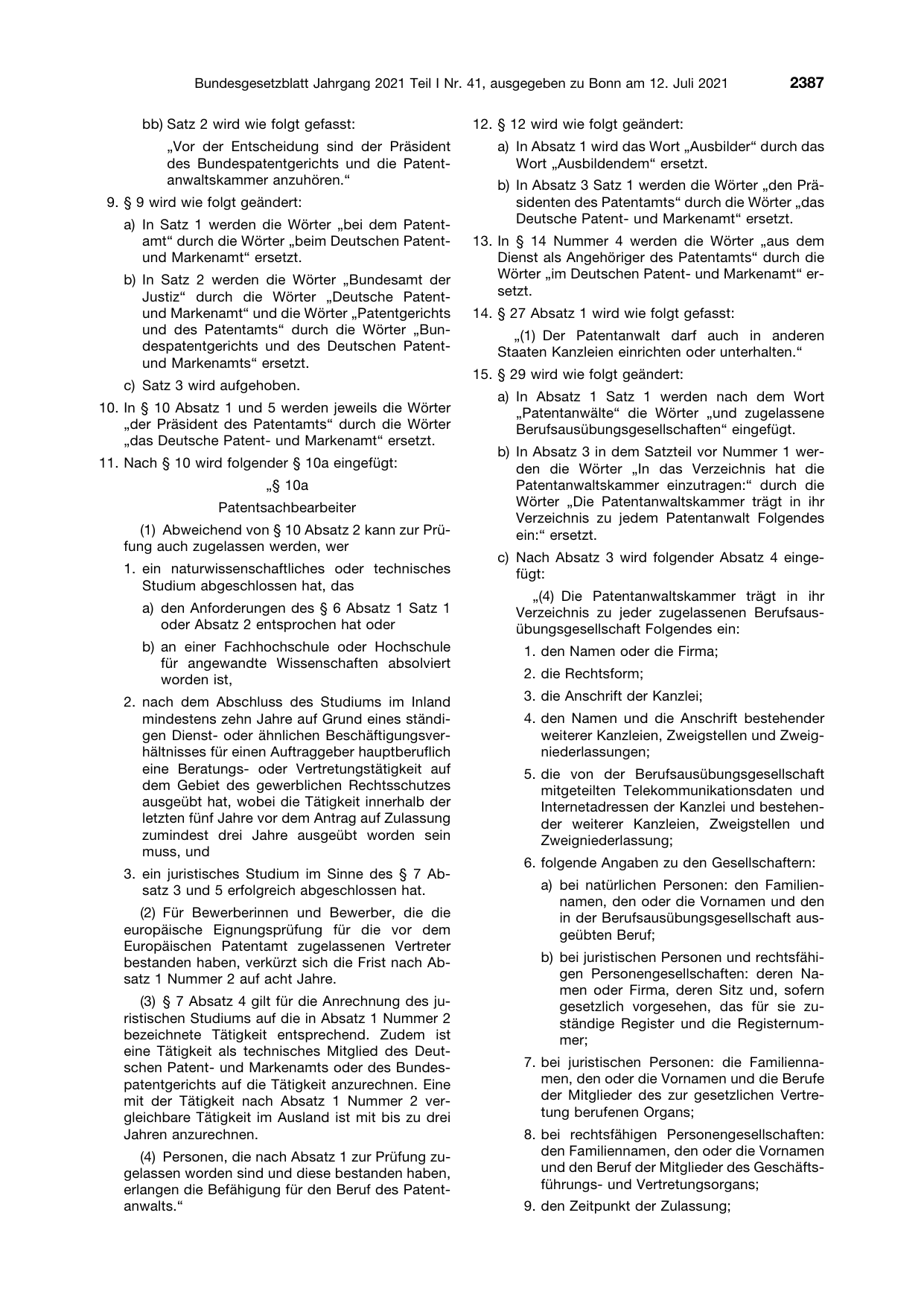 BGBl. 2021, Seite 2387 — Originalseite als Abbildung