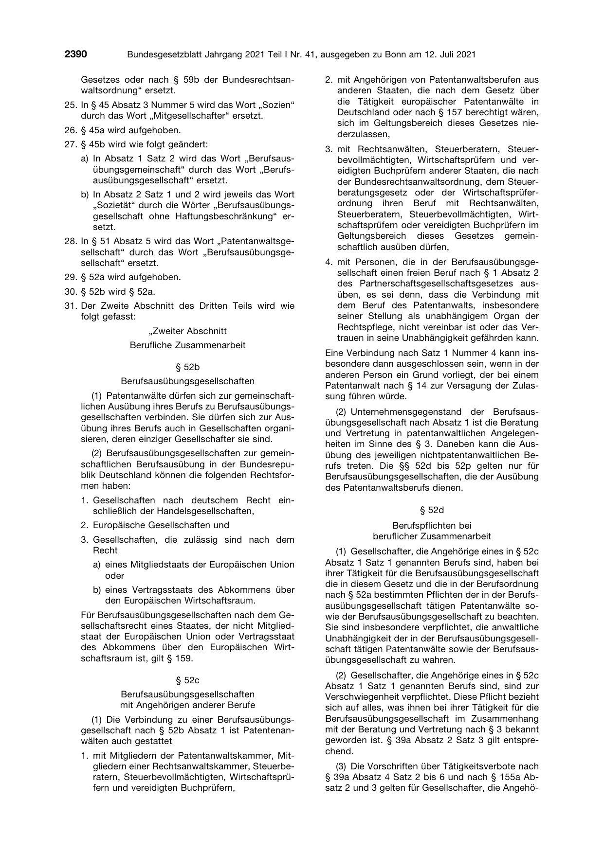 BGBl. 2021, Seite 2390 — Originalseite als Abbildung