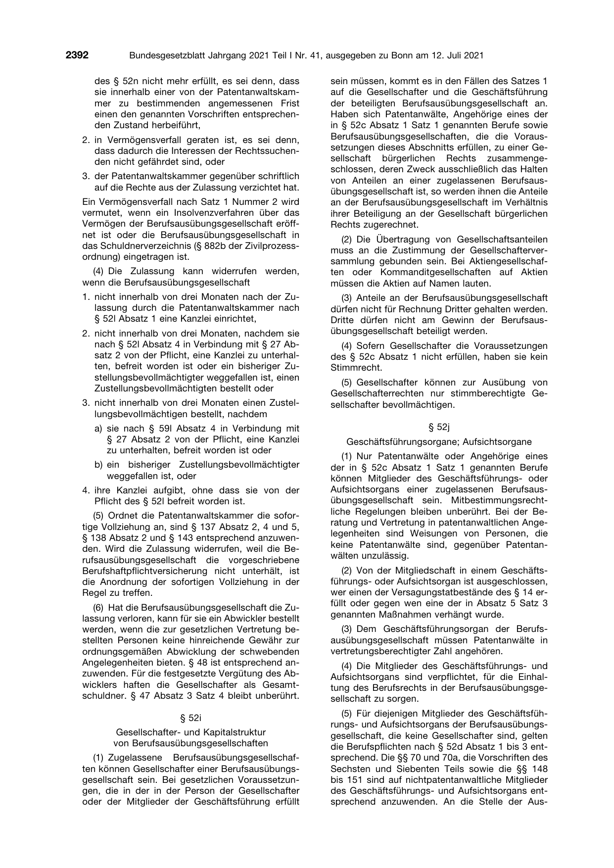BGBl. 2021, Seite 2392 — Originalseite als Abbildung