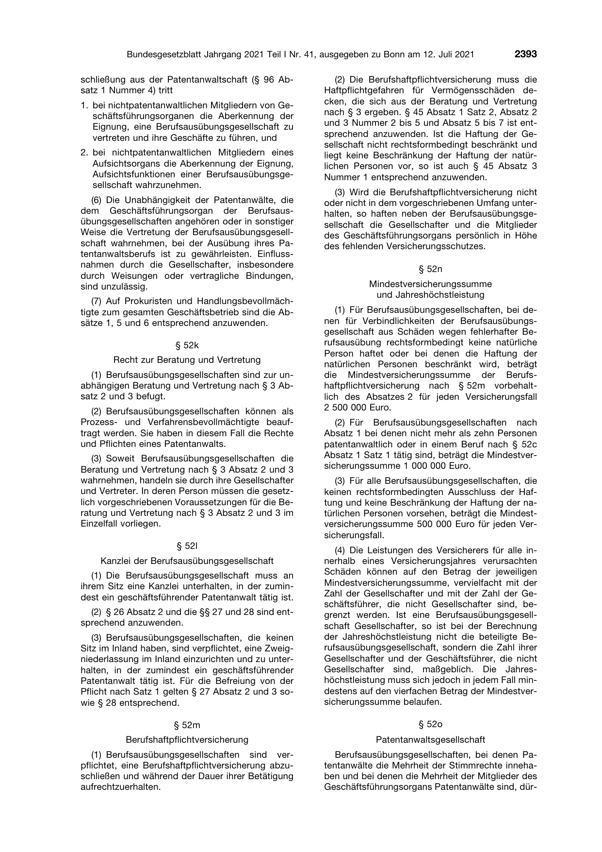 BGBl. 2021, Seite 2393 — Originalseite als Abbildung
