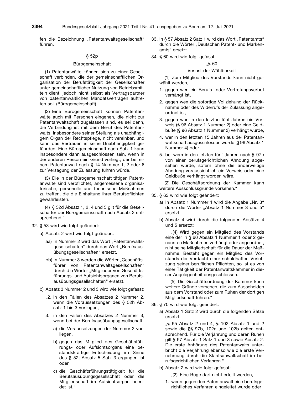 BGBl. 2021, Seite 2394 — Originalseite als Abbildung