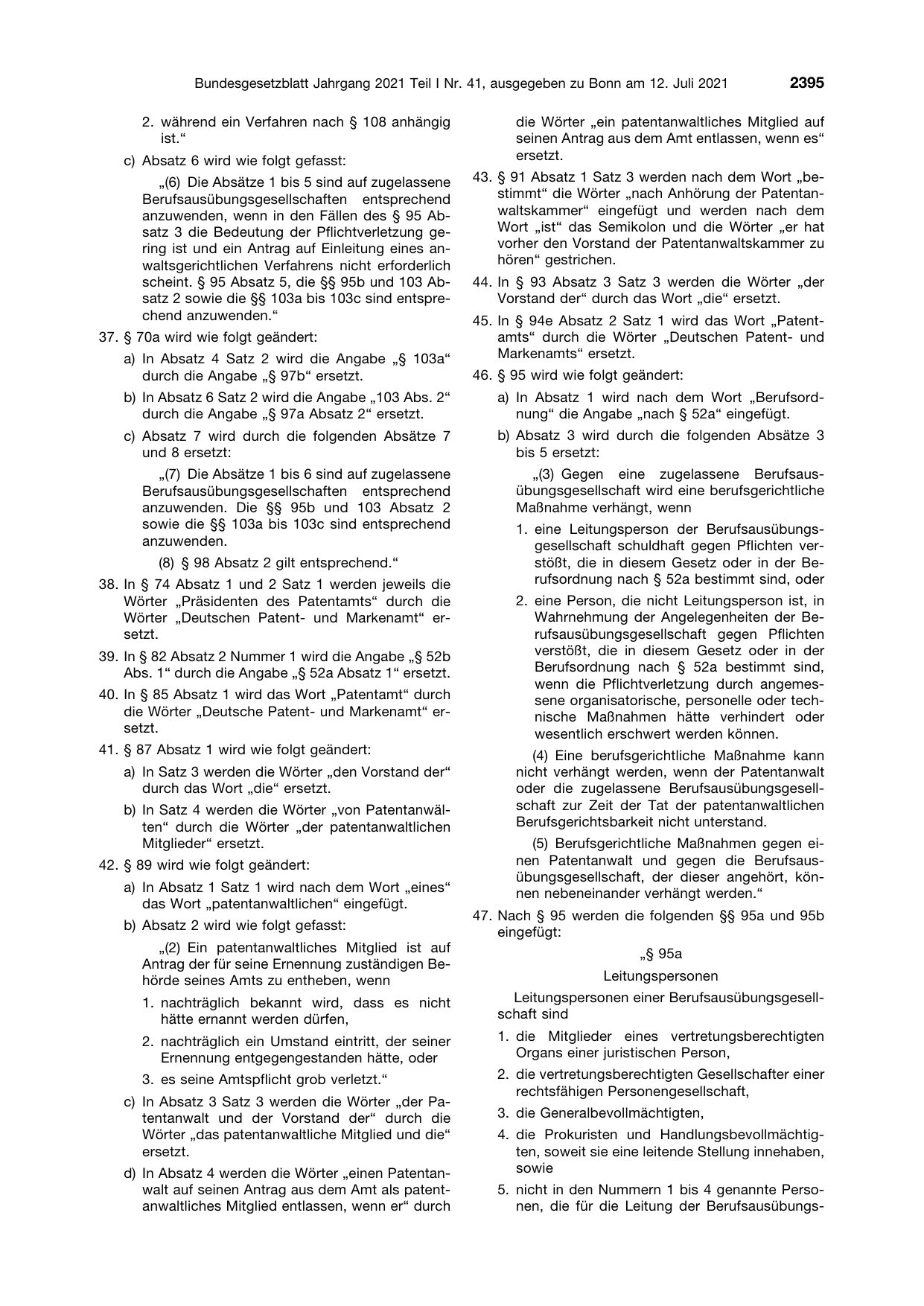 BGBl. 2021, Seite 2395 — Originalseite als Abbildung