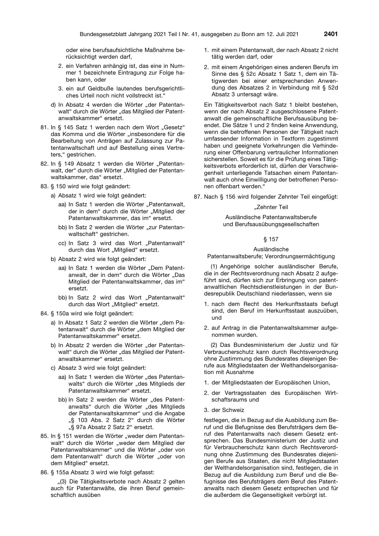 BGBl. 2021, Seite 2401 — Originalseite als Abbildung