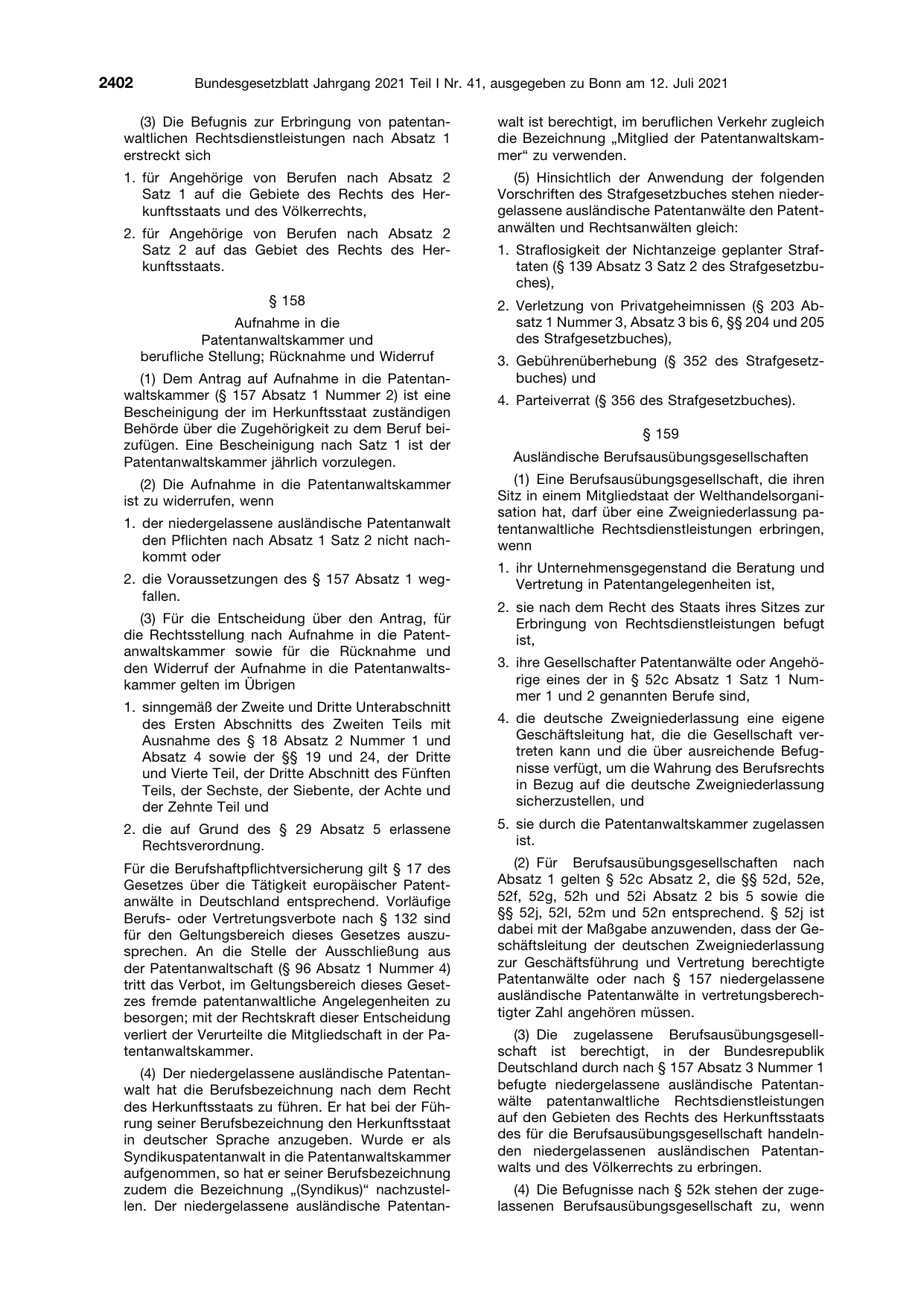 BGBl. 2021, Seite 2402 — Originalseite als Abbildung
