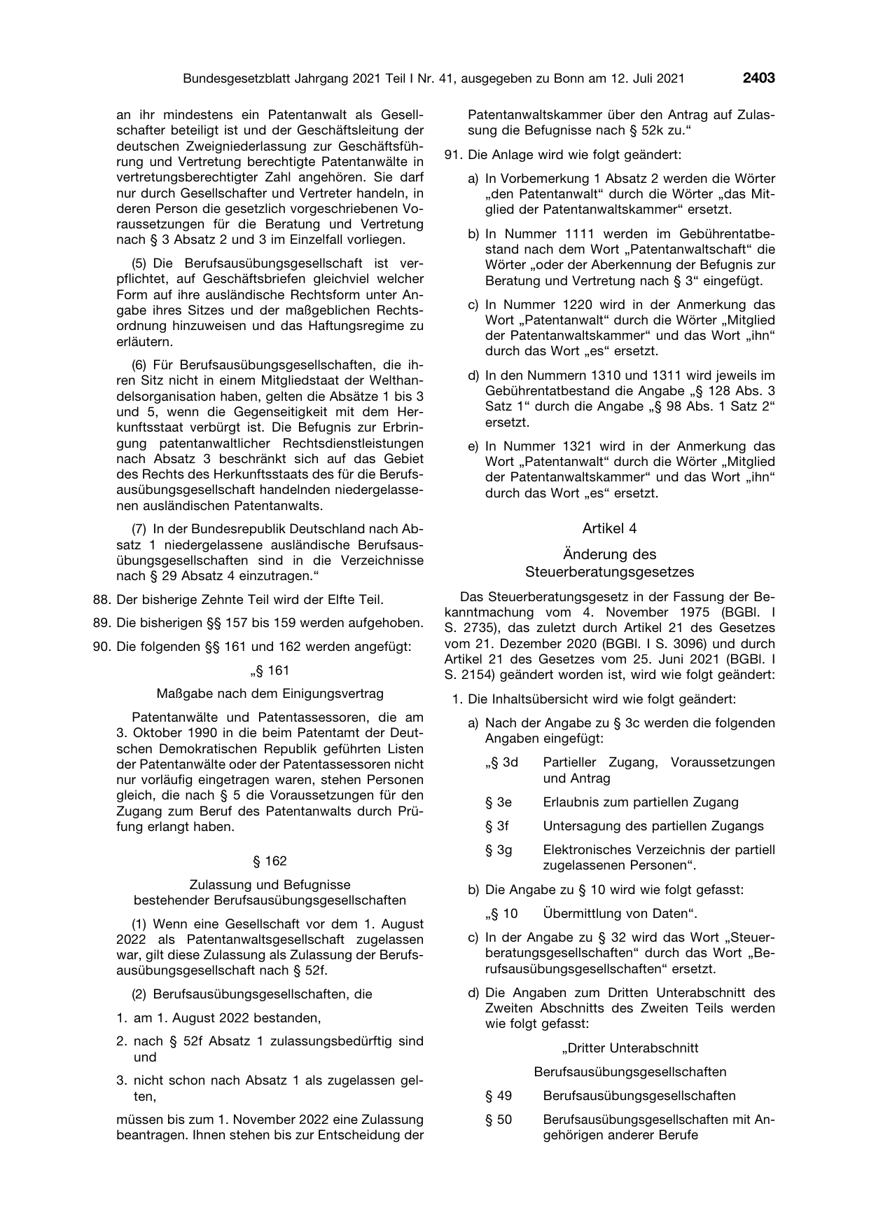 BGBl. 2021, Seite 2403 — Originalseite als Abbildung