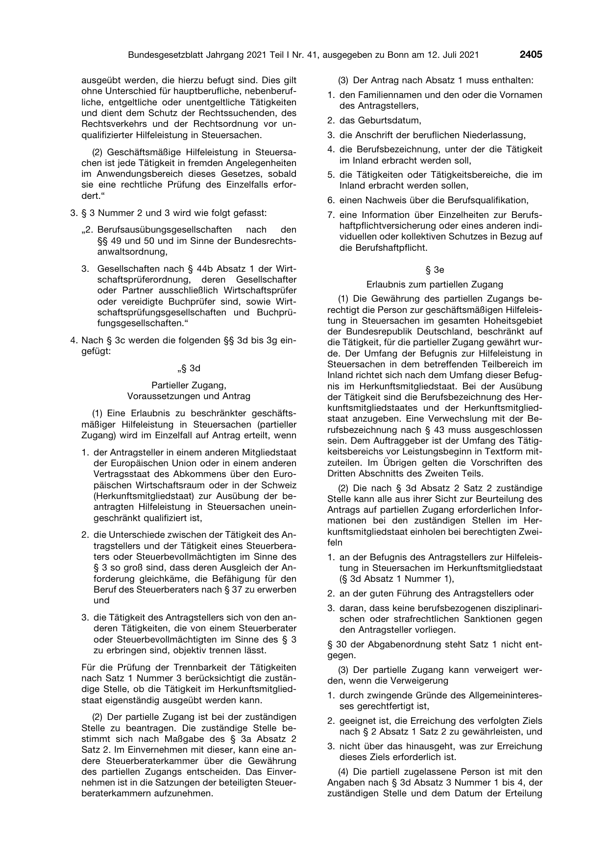 BGBl. 2021, Seite 2405 — Originalseite als Abbildung