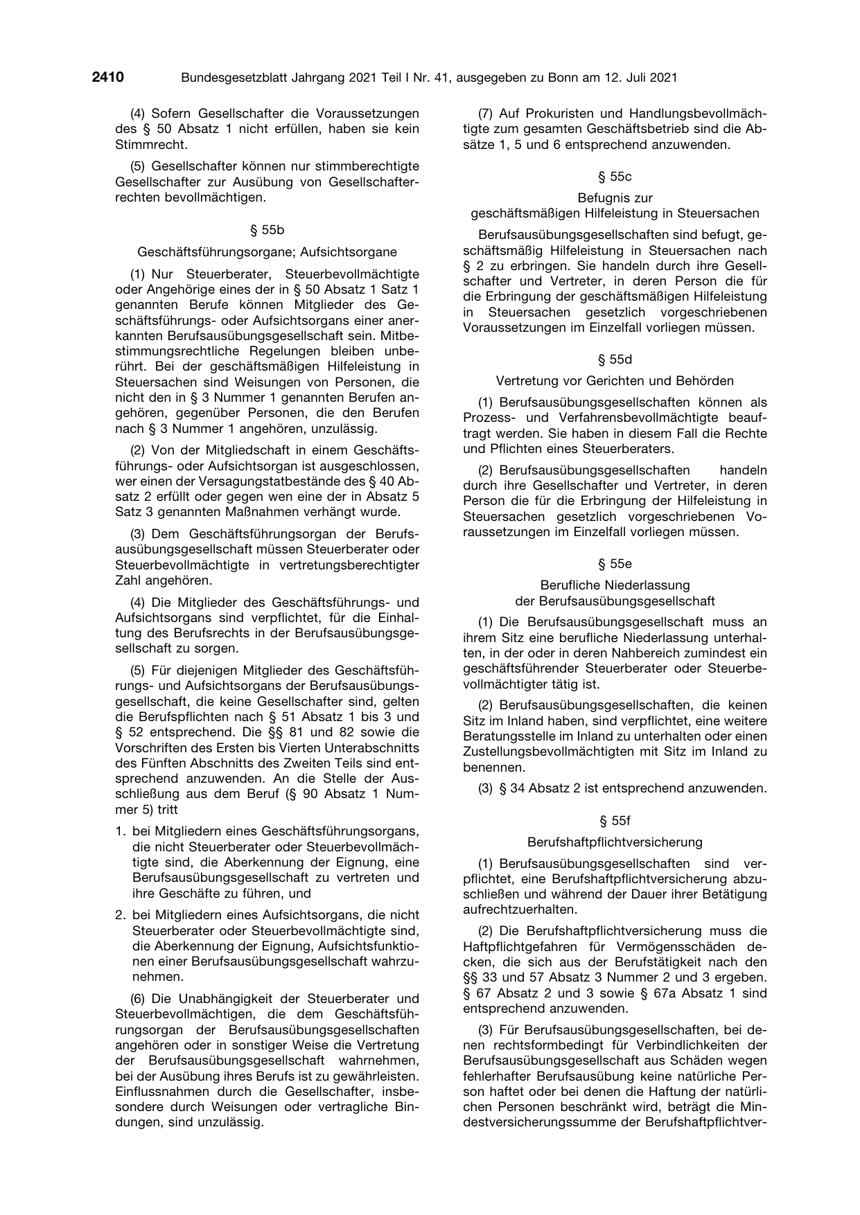 BGBl. 2021, Seite 2410 — Originalseite als Abbildung