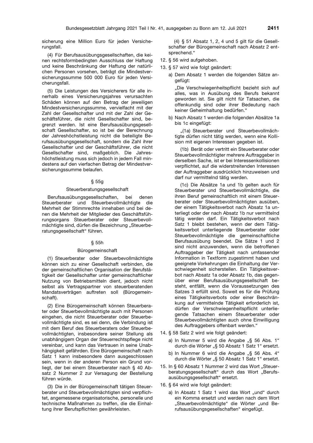 BGBl. 2021, Seite 2411 — Originalseite als Abbildung