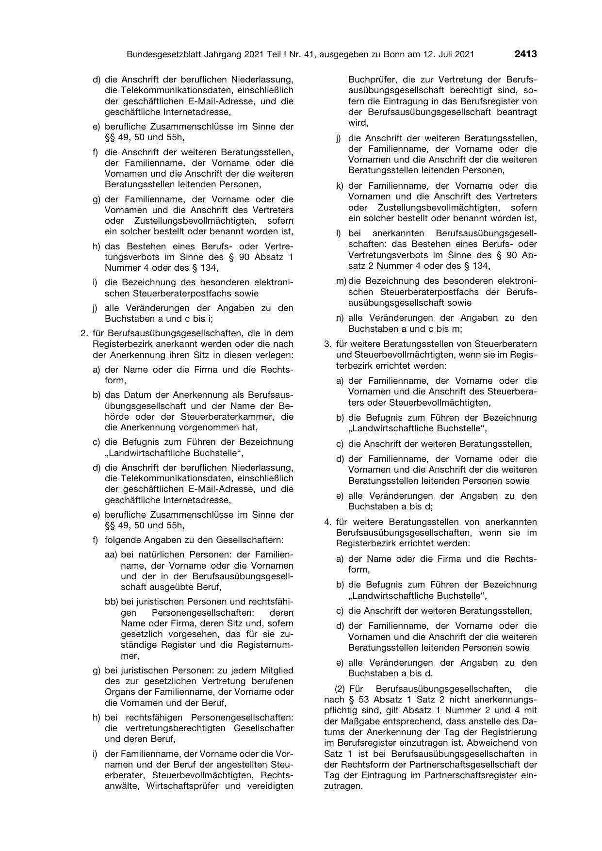 BGBl. 2021, Seite 2413 — Originalseite als Abbildung