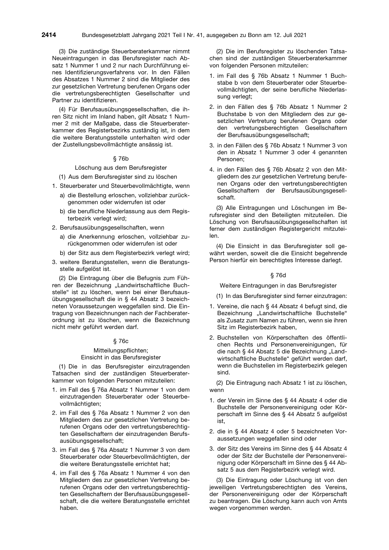 BGBl. 2021, Seite 2414 — Originalseite als Abbildung