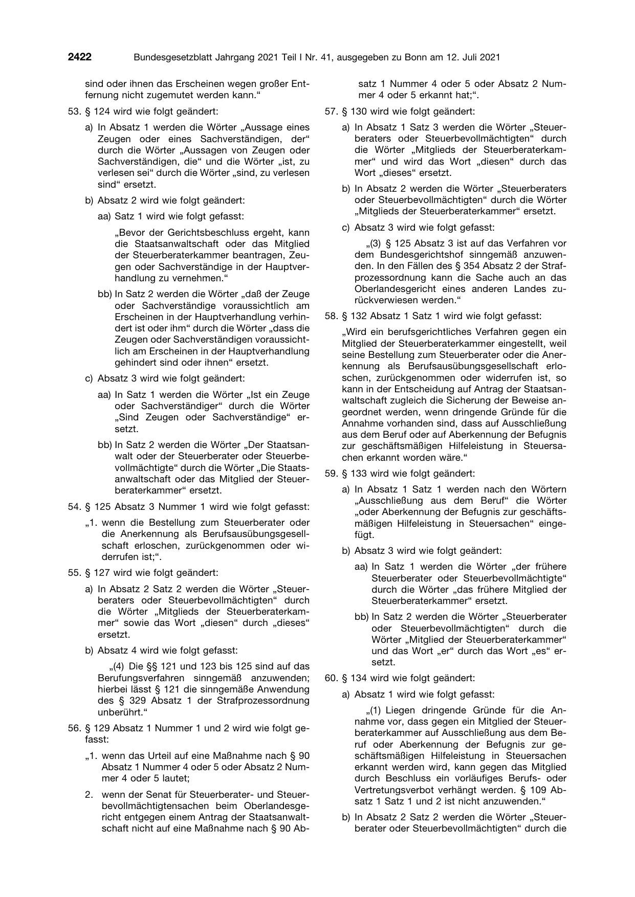 BGBl. 2021, Seite 2422 — Originalseite als Abbildung