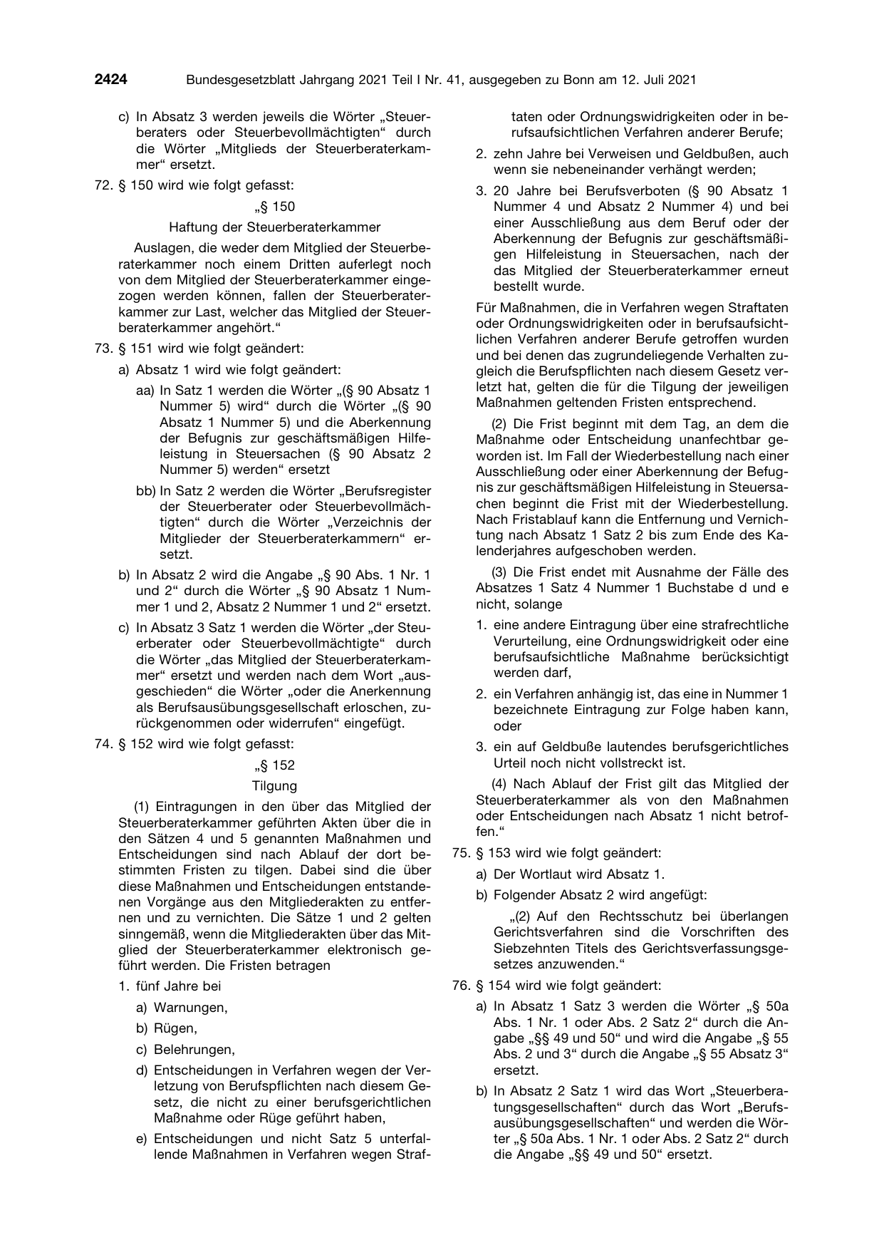 BGBl. 2021, Seite 2424 — Originalseite als Abbildung