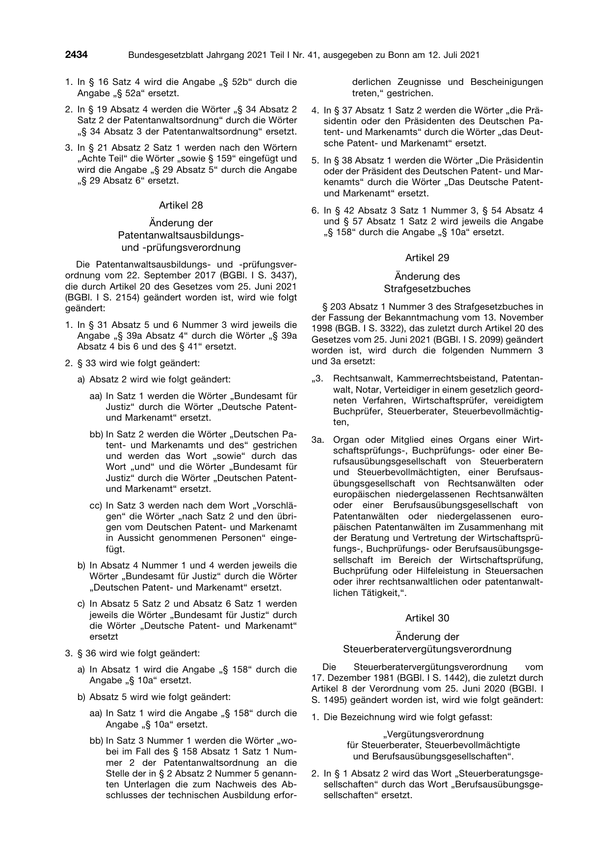 BGBl. 2021, Seite 2434 — Originalseite als Abbildung