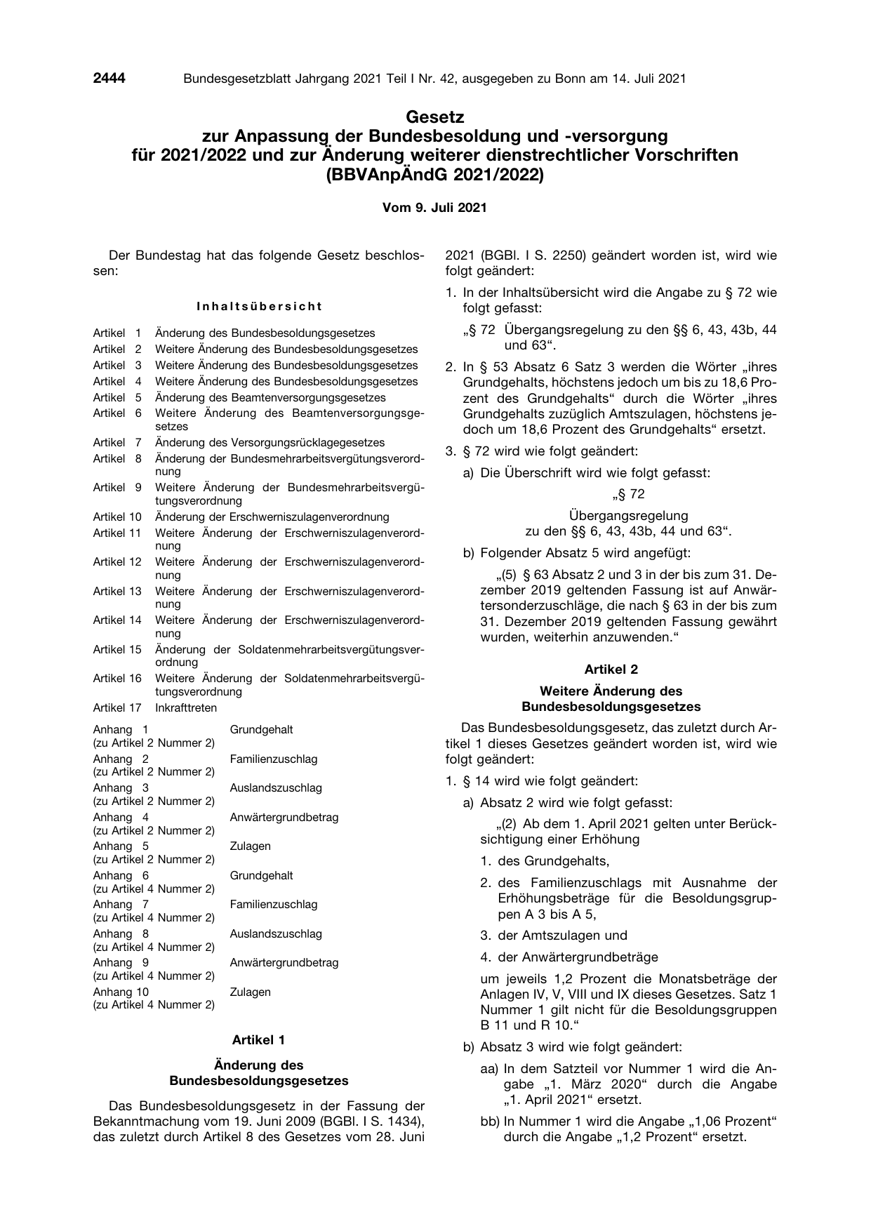 BGBl. 2021, Seite 2444 — Originalseite als Abbildung