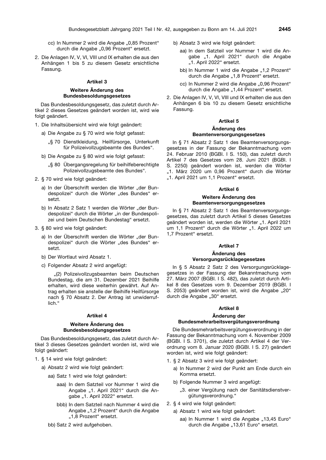 BGBl. 2021, Seite 2445 — Originalseite als Abbildung