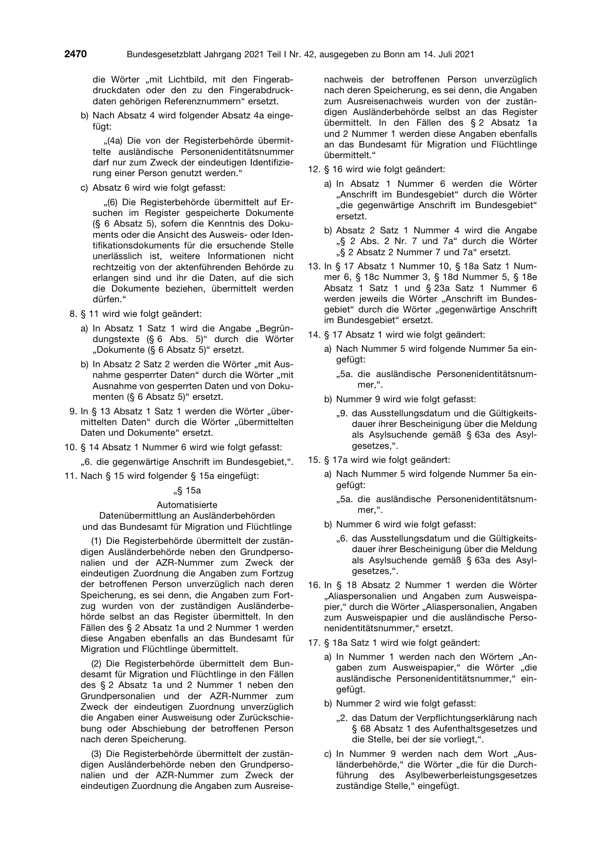 BGBl. 2021, Seite 2470 — Originalseite als Abbildung