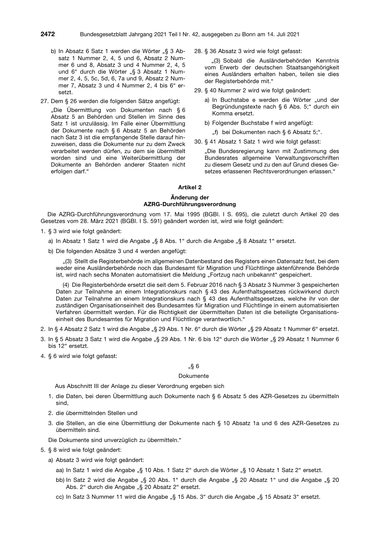BGBl. 2021, Seite 2472 — Originalseite als Abbildung
