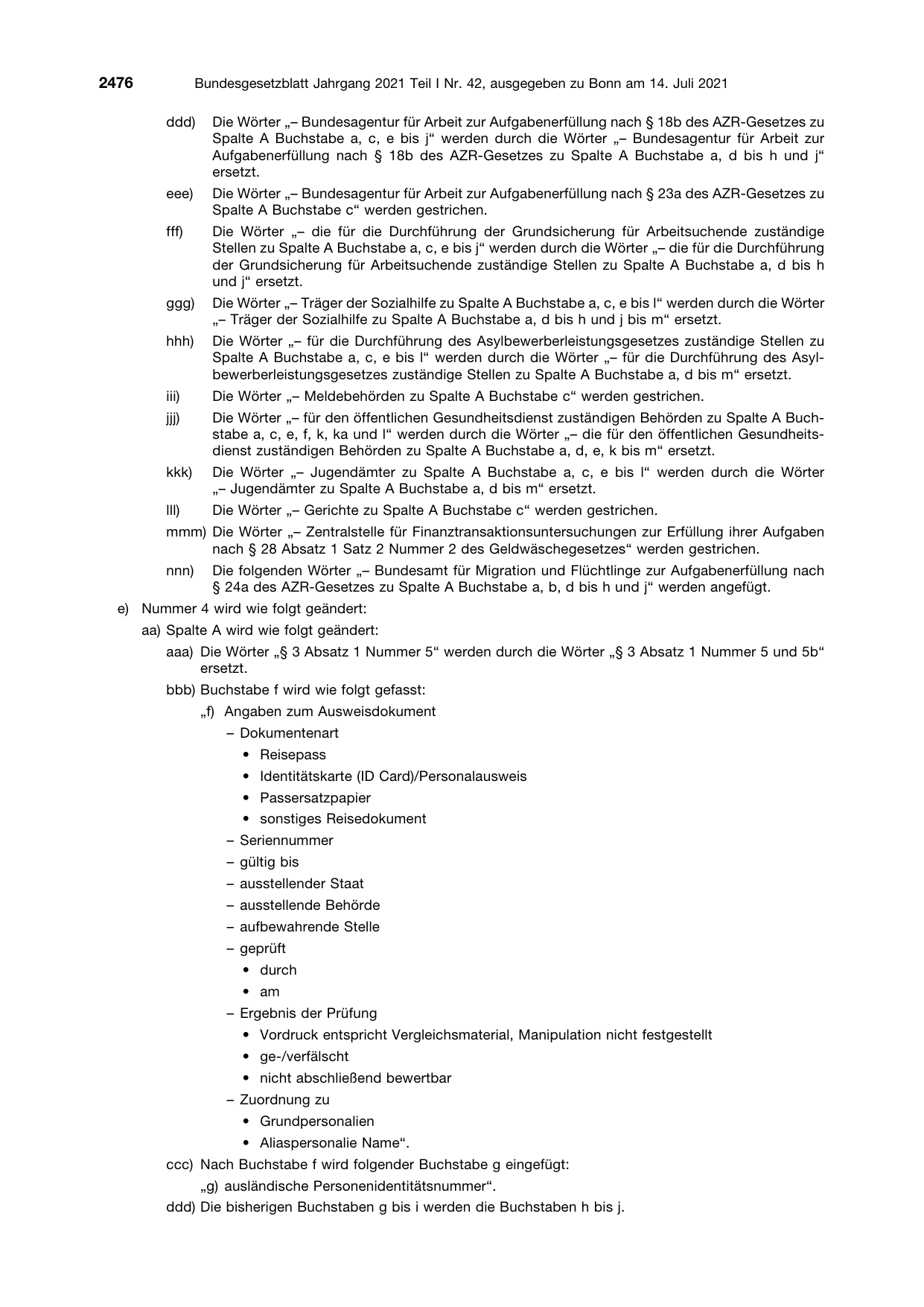 BGBl. 2021, Seite 2476 — Originalseite als Abbildung
