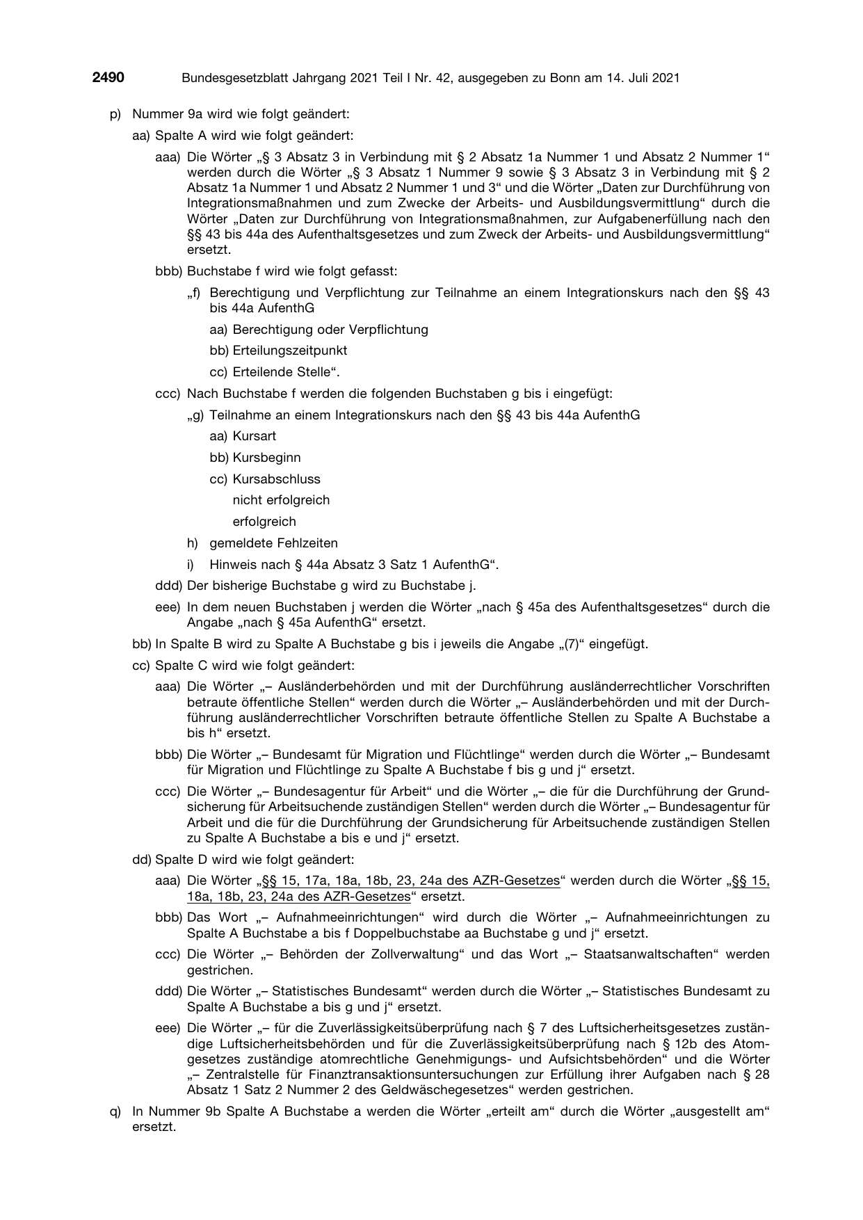 BGBl. 2021, Seite 2490 — Originalseite als Abbildung