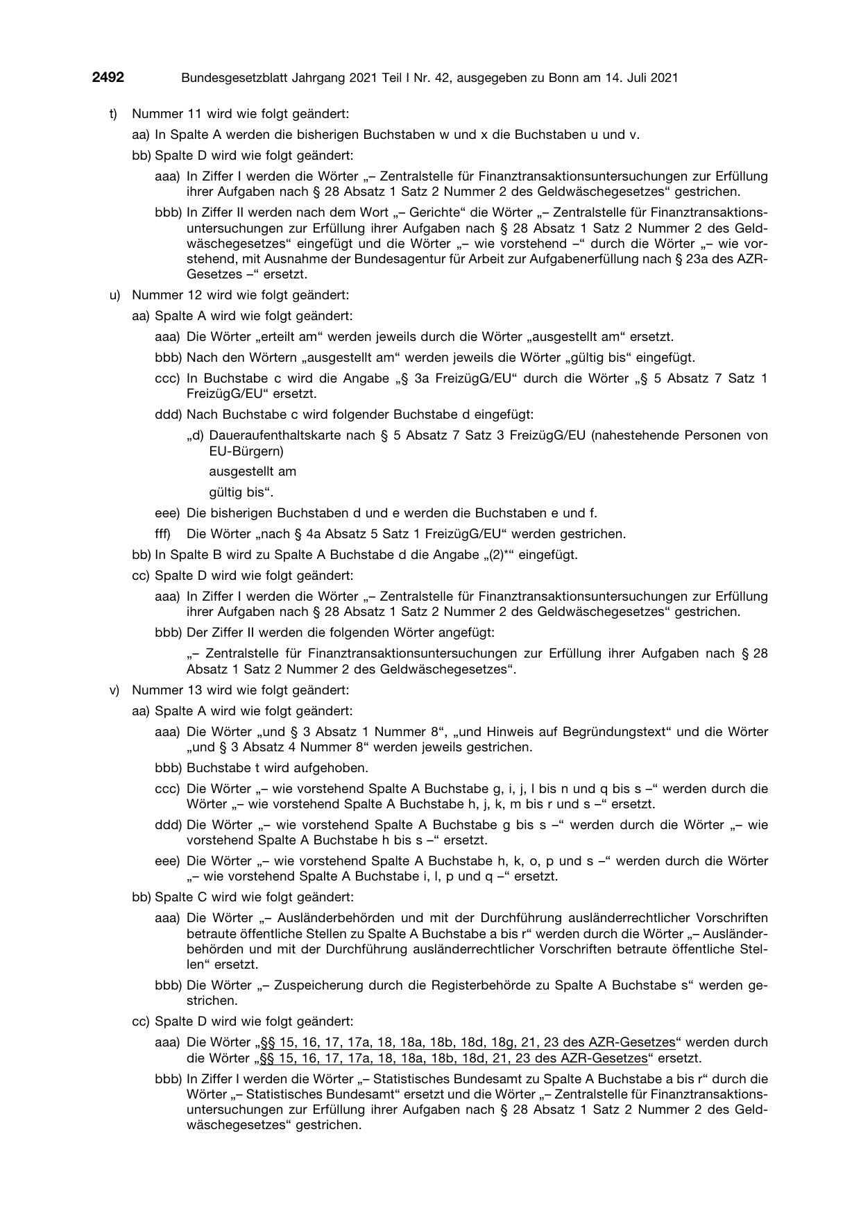 BGBl. 2021, Seite 2492 — Originalseite als Abbildung