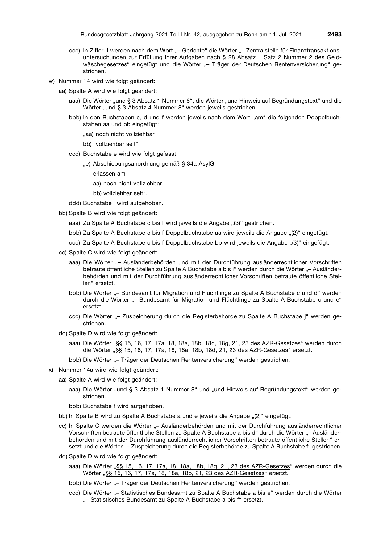 BGBl. 2021, Seite 2493 — Originalseite als Abbildung