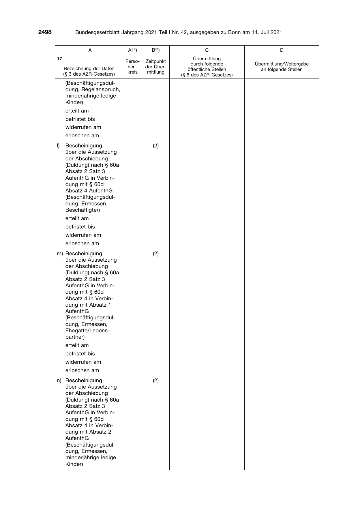 BGBl. 2021, Seite 2498 — Originalseite als Abbildung