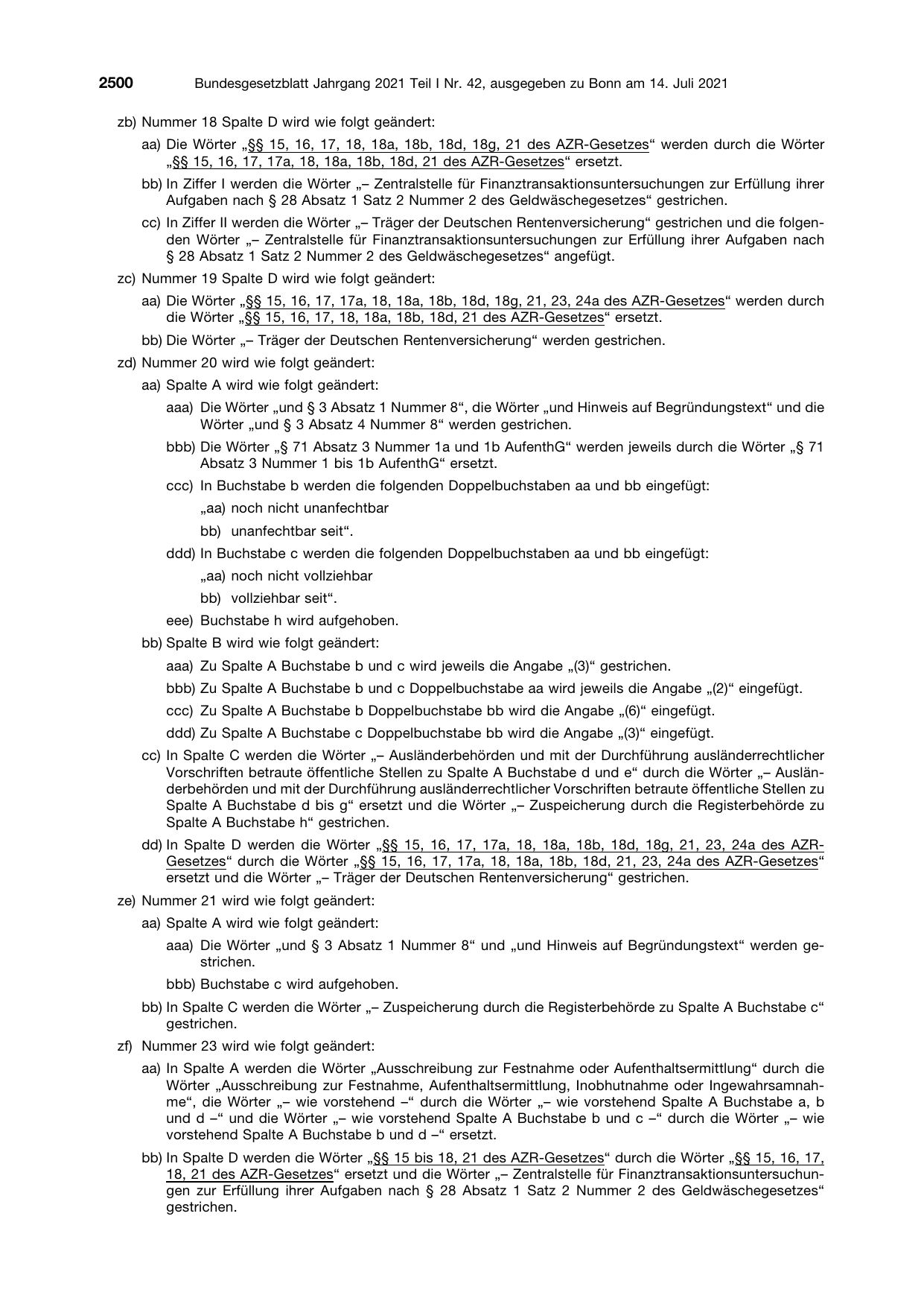 BGBl. 2021, Seite 2500 — Originalseite als Abbildung