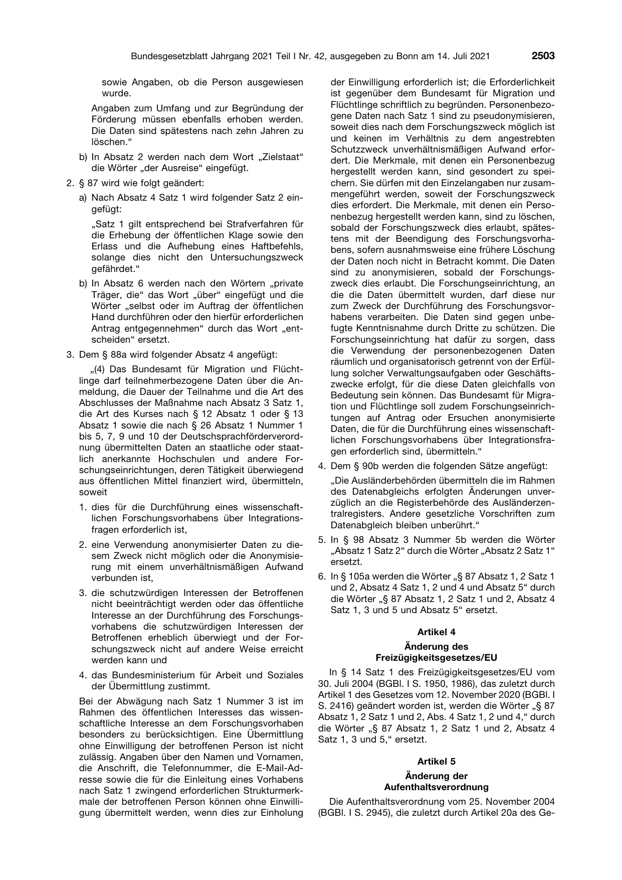 BGBl. 2021, Seite 2503 — Originalseite als Abbildung