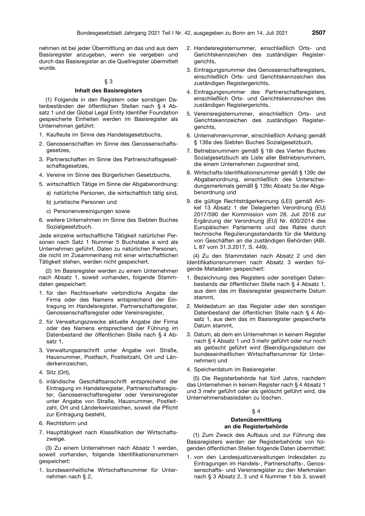 BGBl. 2021, Seite 2507 — Originalseite als Abbildung