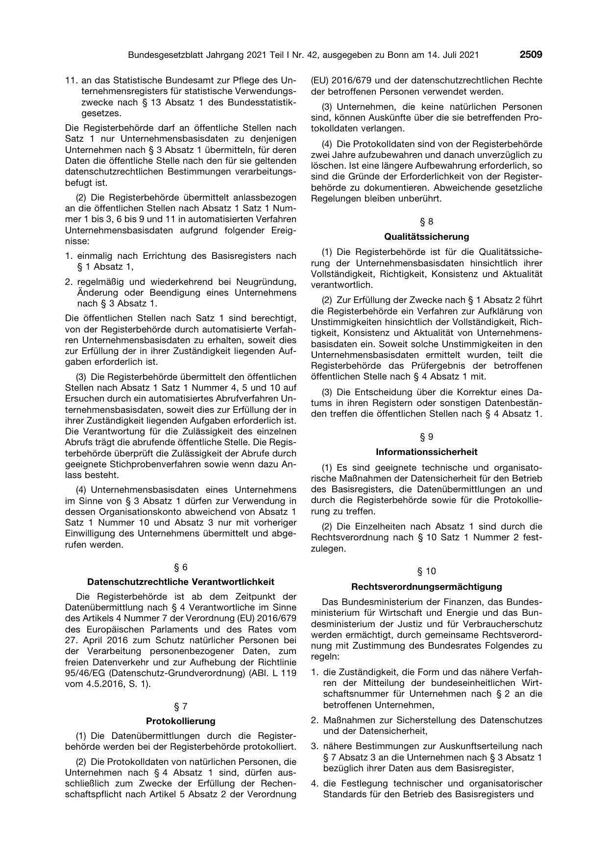 BGBl. 2021, Seite 2509 — Originalseite als Abbildung