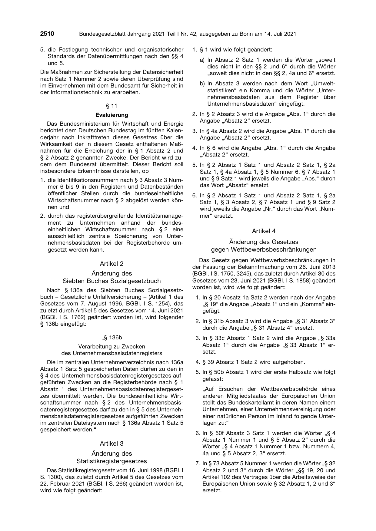 BGBl. 2021, Seite 2510 — Originalseite als Abbildung
