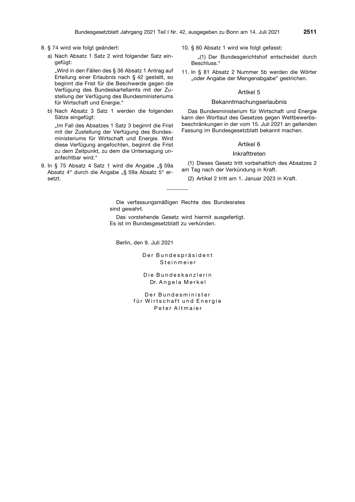 BGBl. 2021, Seite 2511 — Originalseite als Abbildung