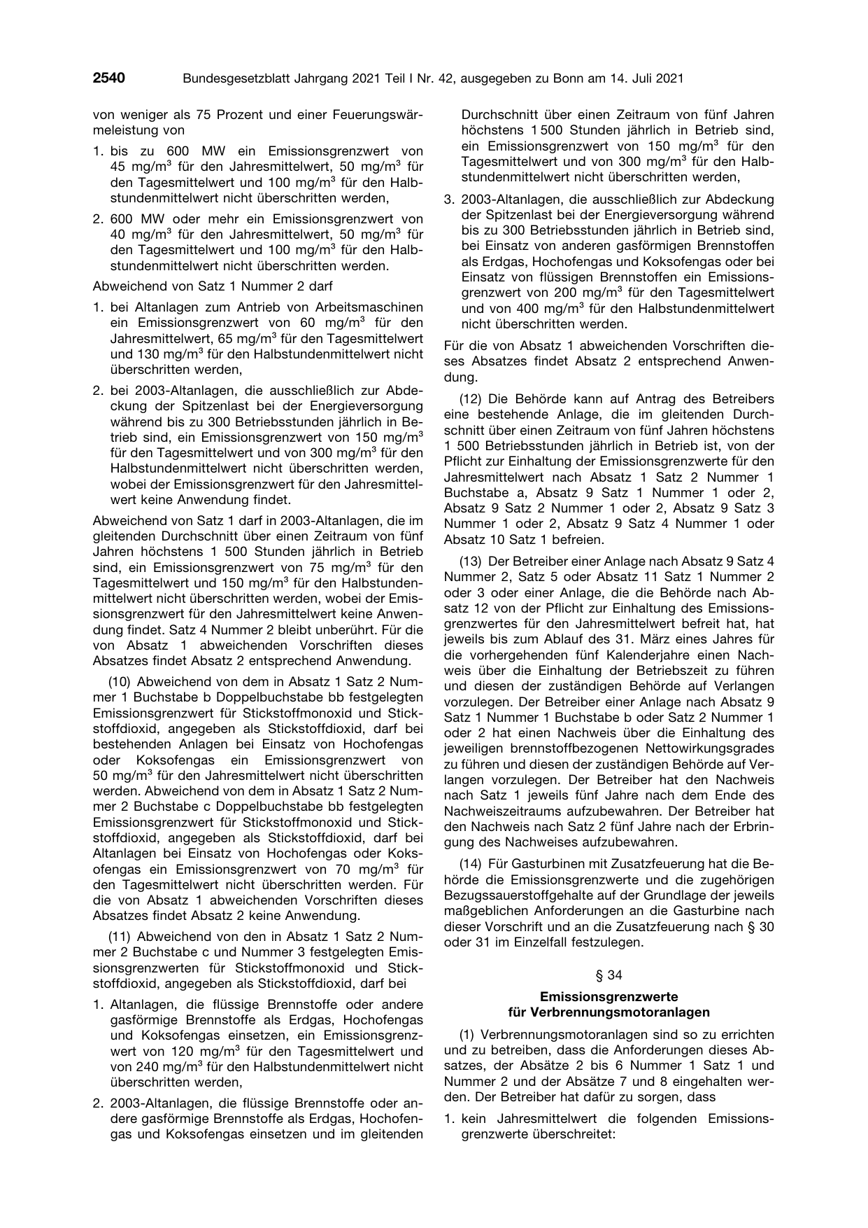 BGBl. 2021, Seite 2540 — Originalseite als Abbildung