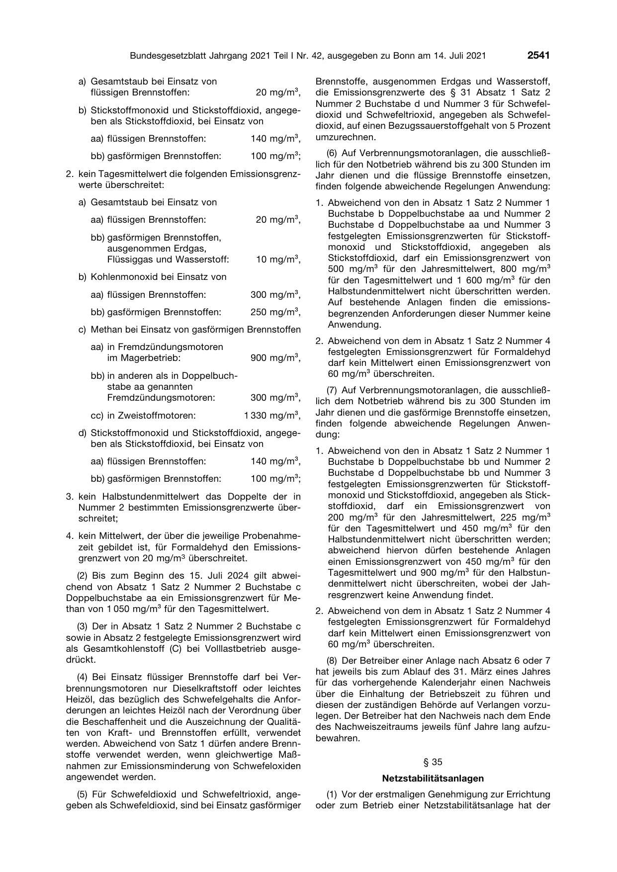 BGBl. 2021, Seite 2541 — Originalseite als Abbildung