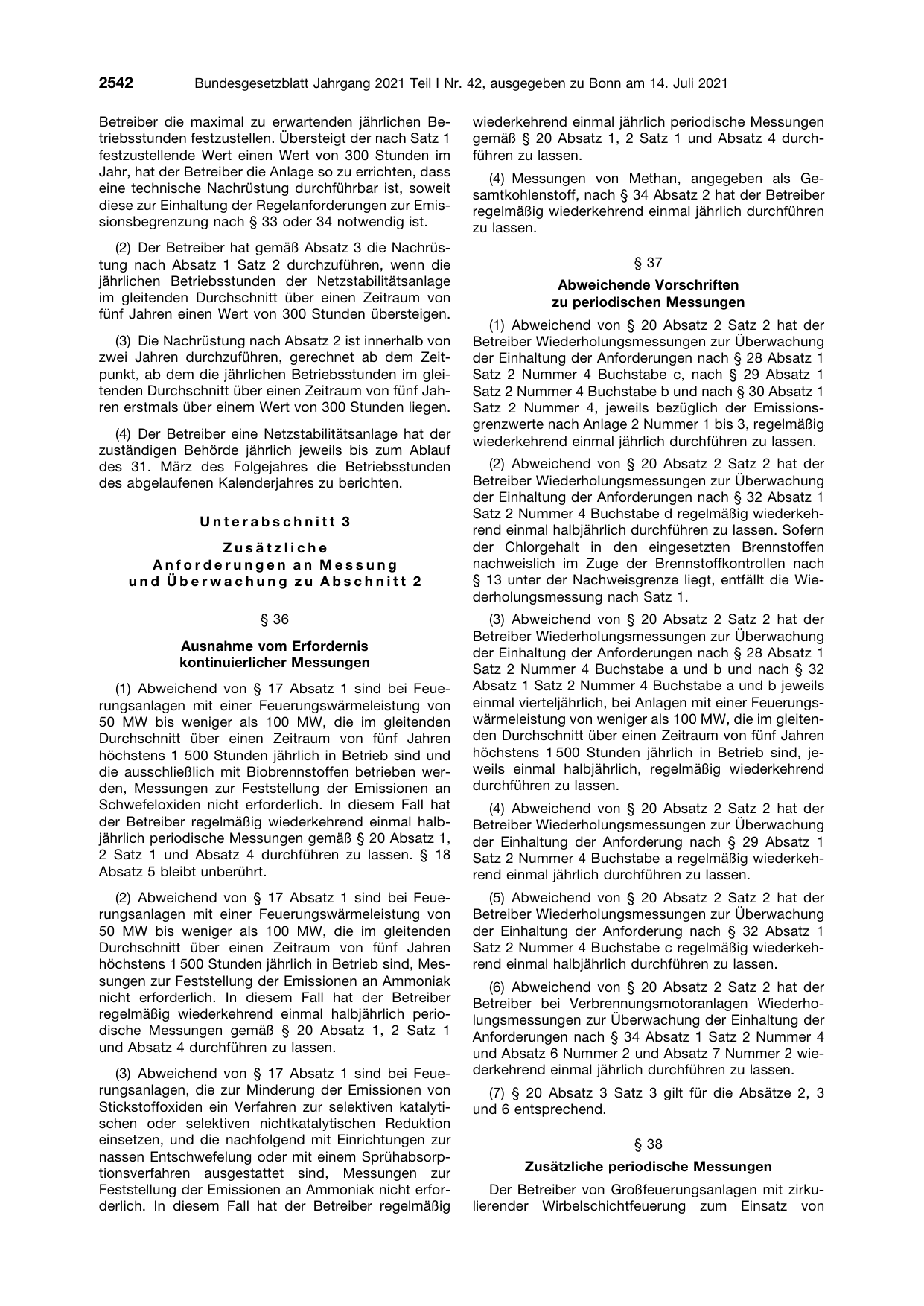 BGBl. 2021, Seite 2542 — Originalseite als Abbildung