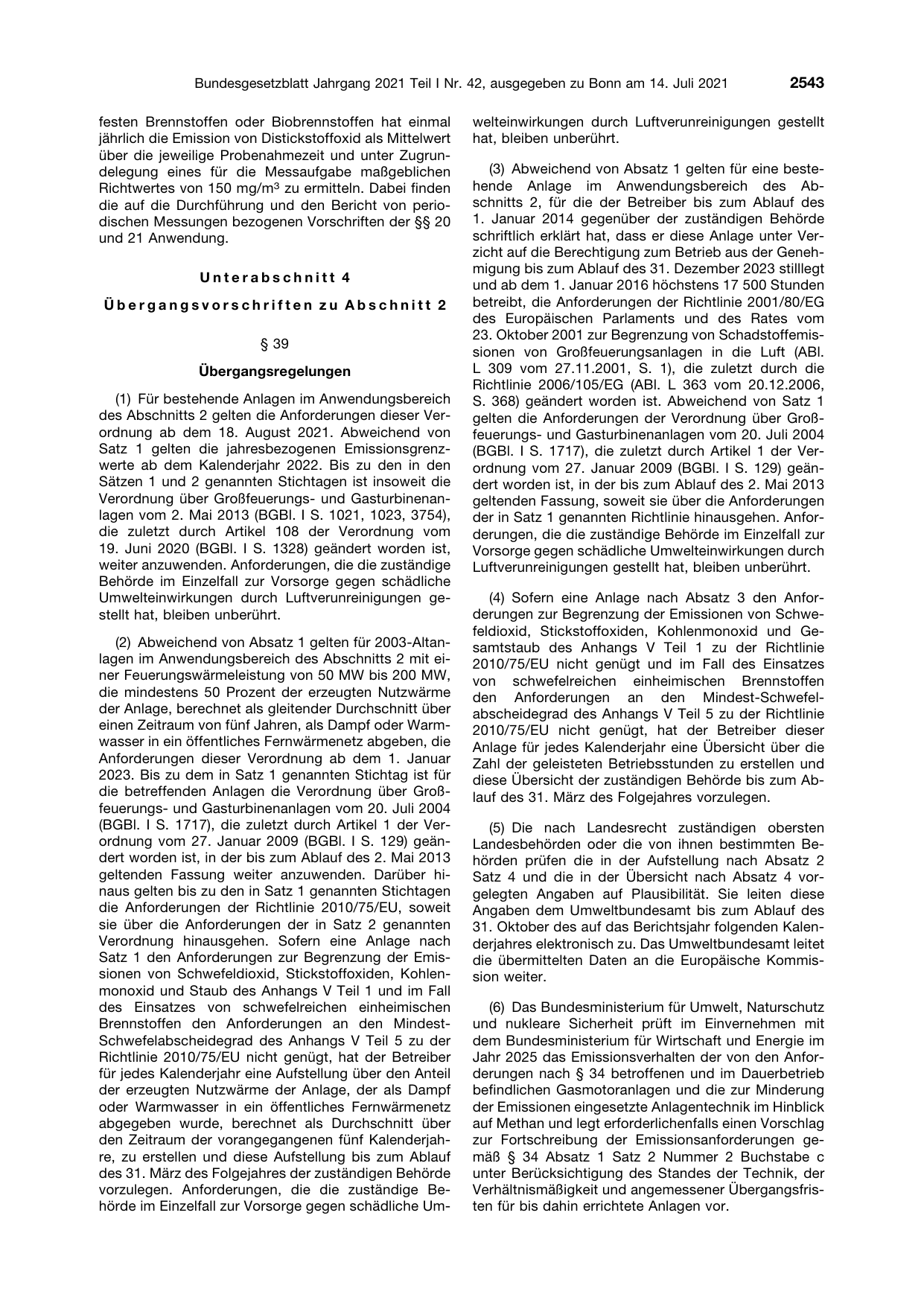 BGBl. 2021, Seite 2543 — Originalseite als Abbildung