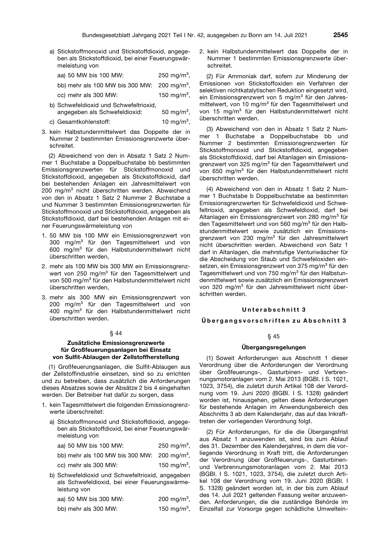BGBl. 2021, Seite 2545 — Originalseite als Abbildung