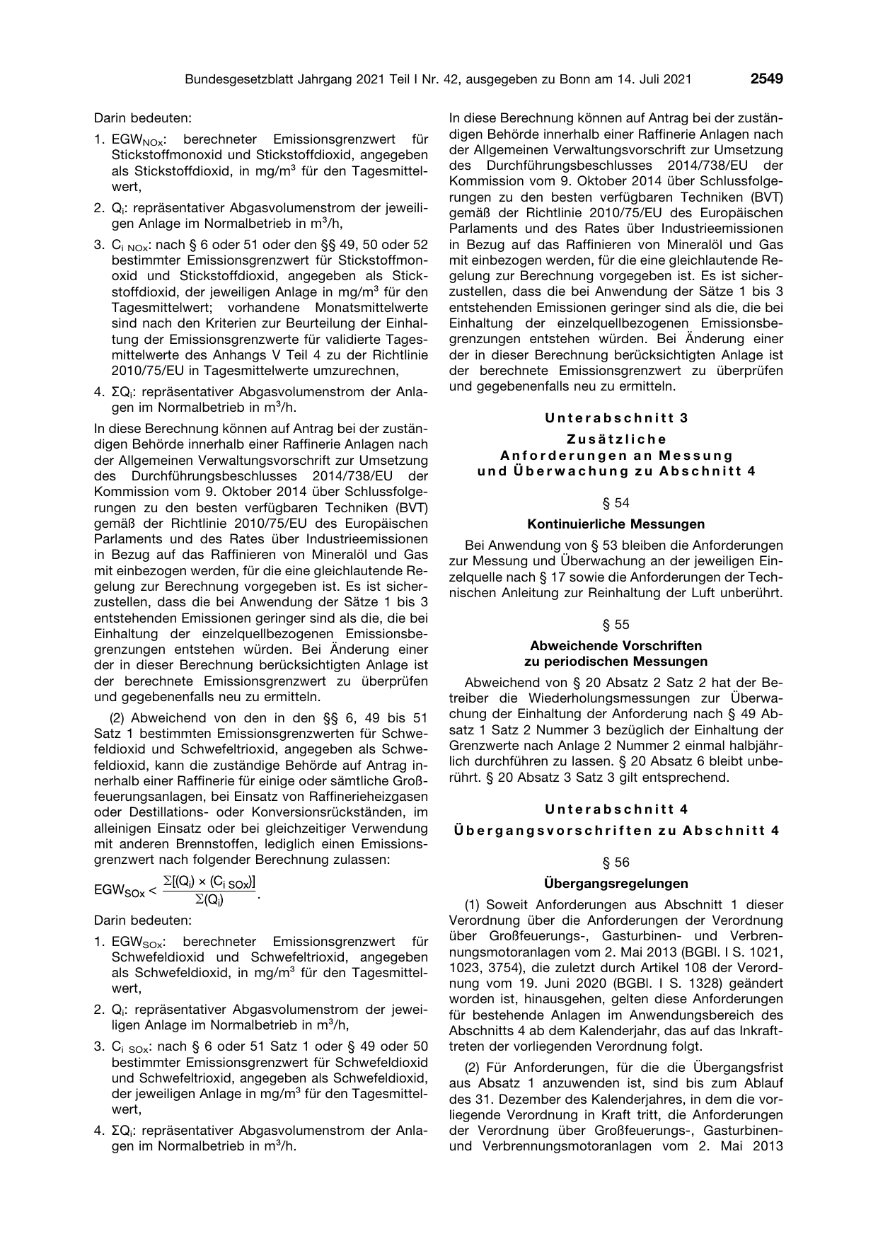 BGBl. 2021, Seite 2549 — Originalseite als Abbildung