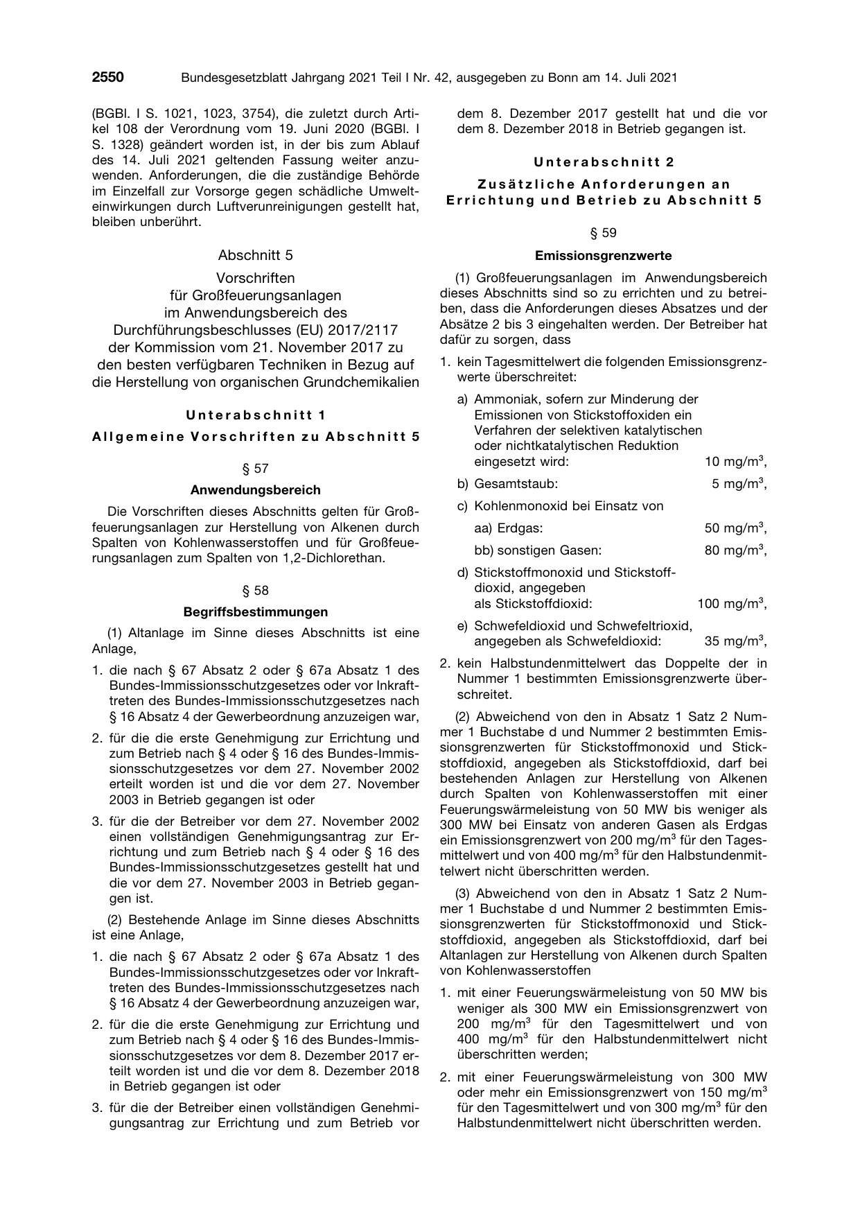 BGBl. 2021, Seite 2550 — Originalseite als Abbildung