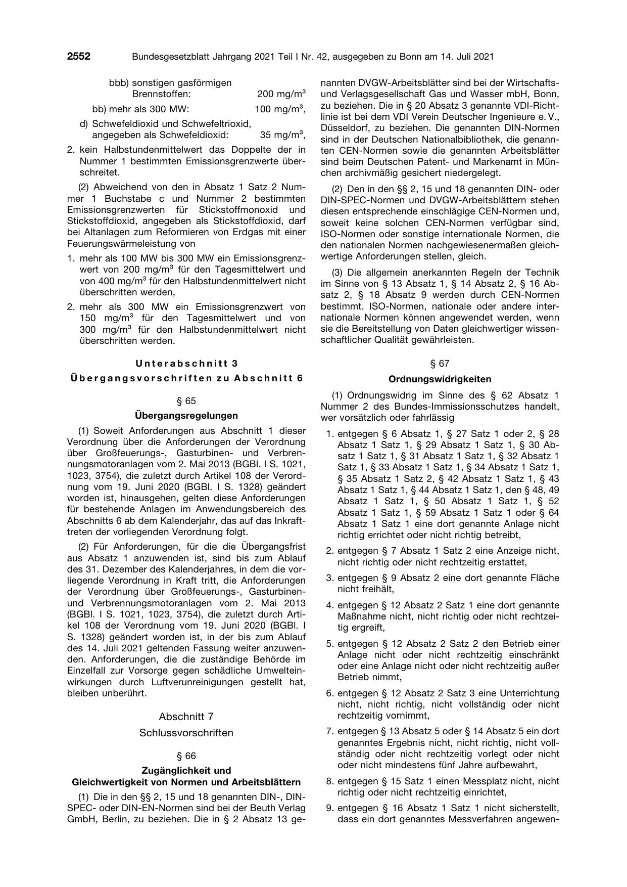BGBl. 2021, Seite 2552 — Originalseite als Abbildung