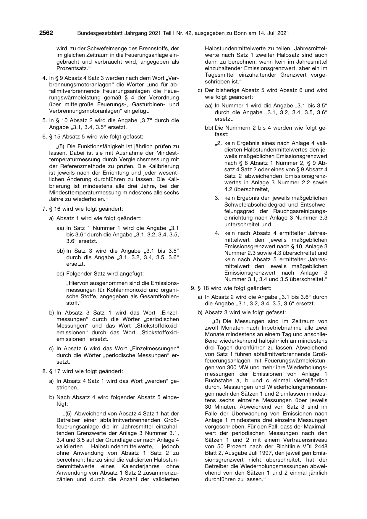 BGBl. 2021, Seite 2562 — Originalseite als Abbildung