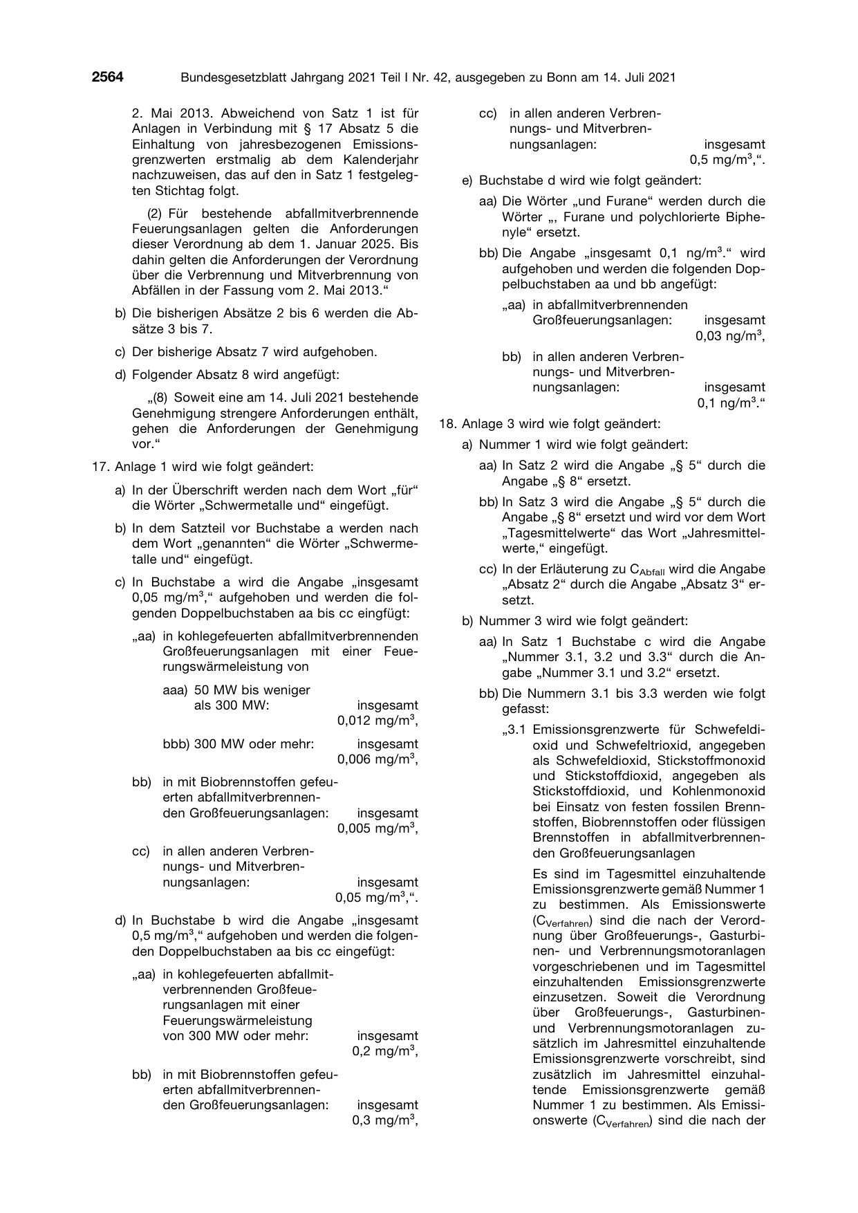 BGBl. 2021, Seite 2564 — Originalseite als Abbildung