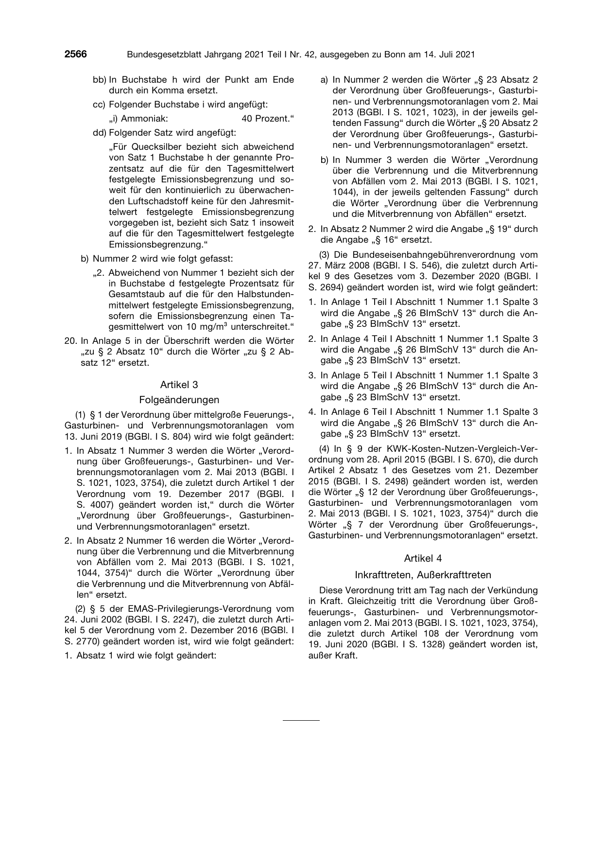 BGBl. 2021, Seite 2566 — Originalseite als Abbildung